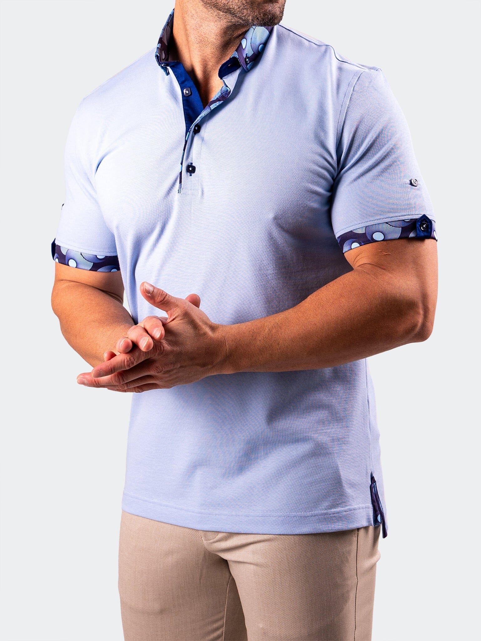 Collar Solid Baby Blue Polo