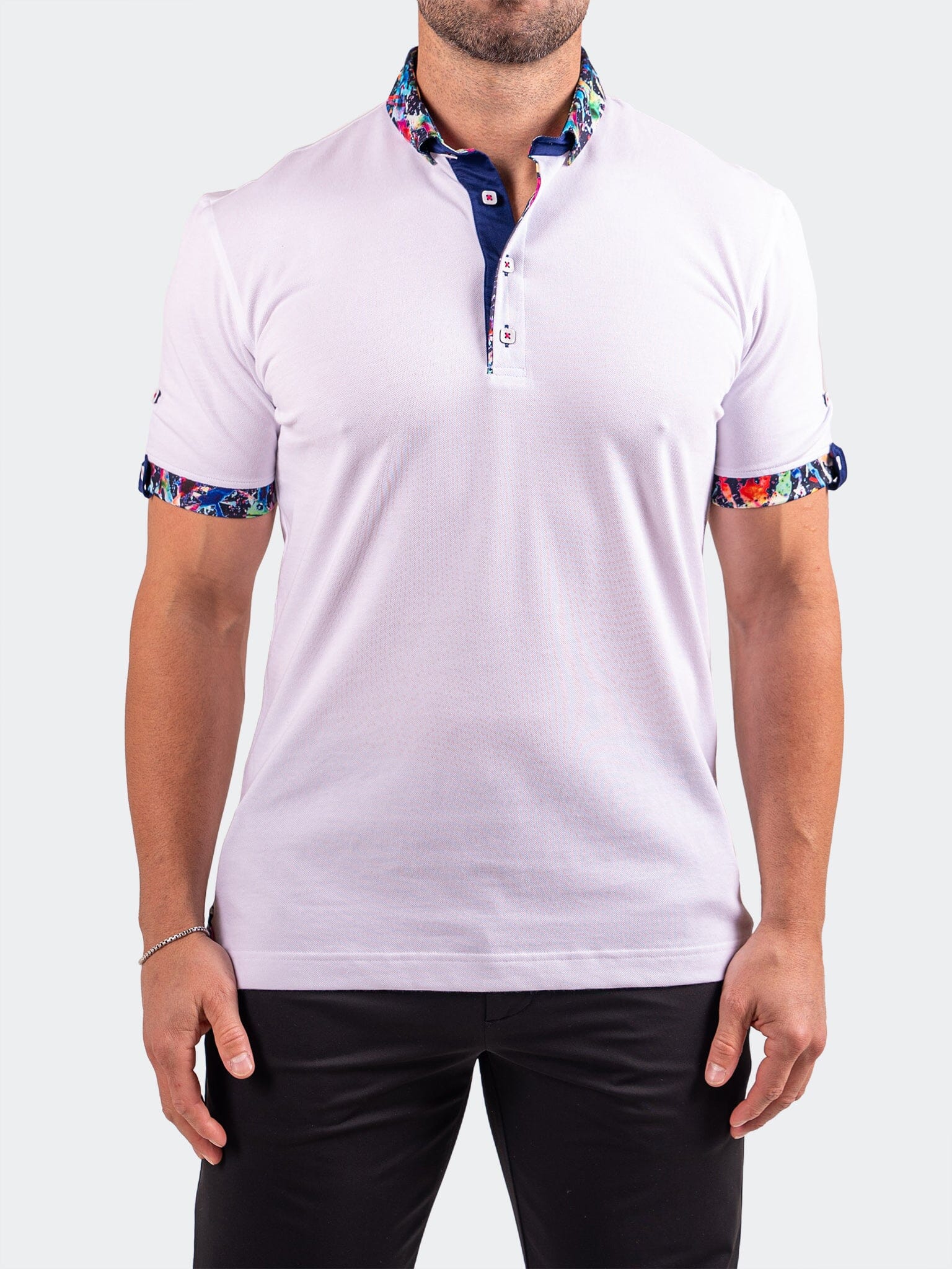 Polo CollarSolidCotton White