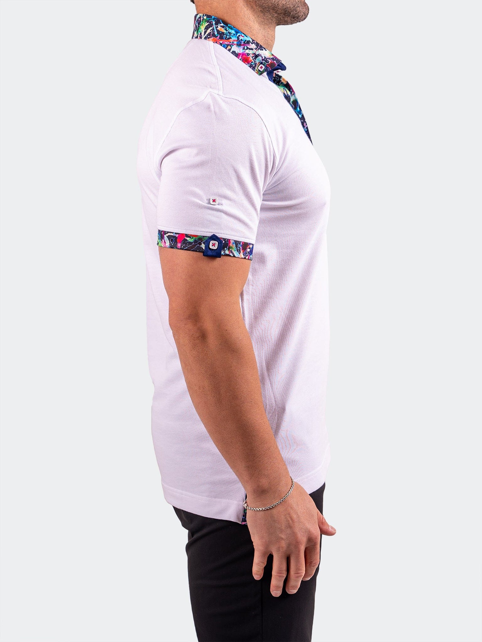 Polo CollarSolidCotton White