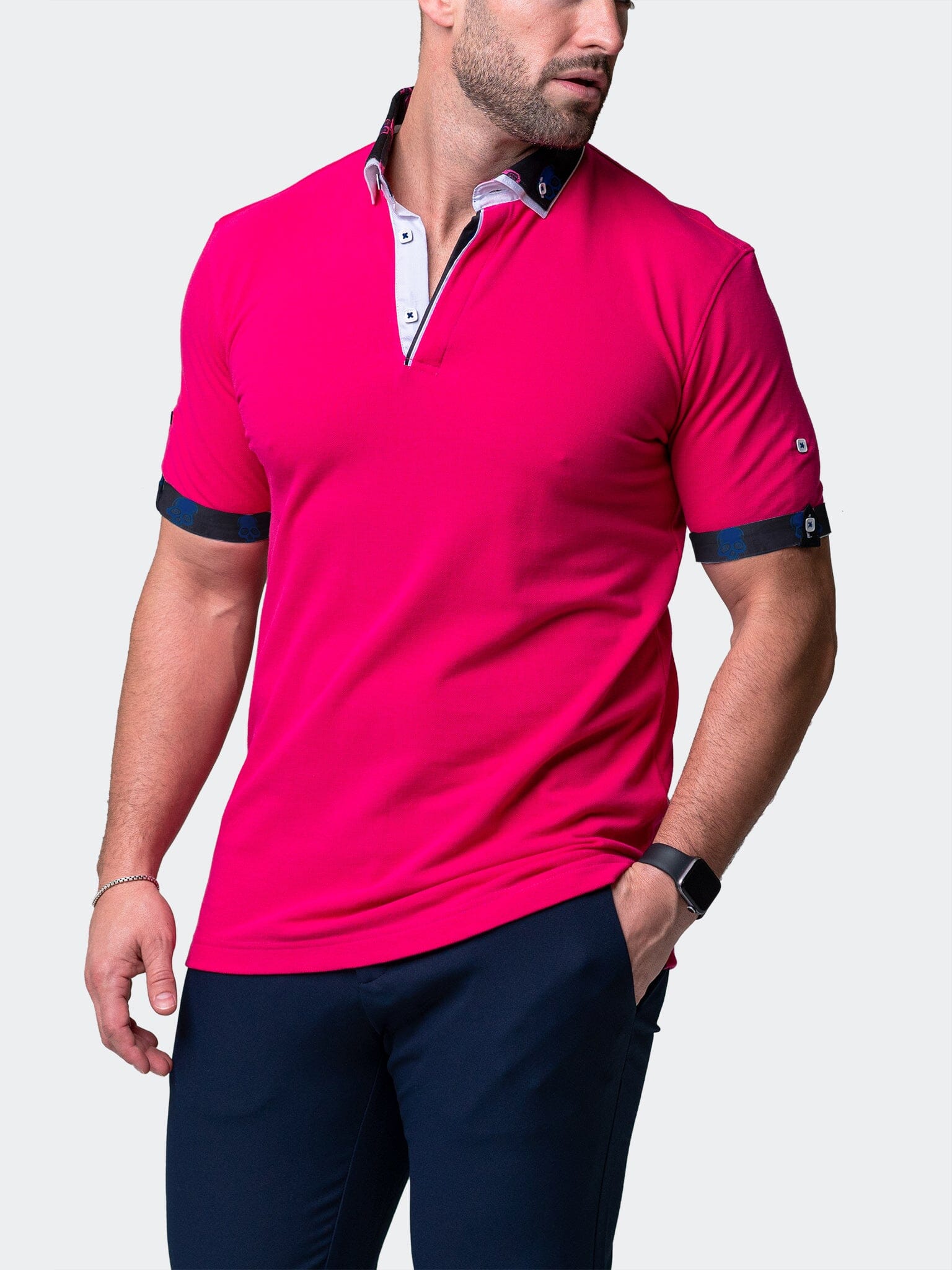 Mozart Solid Skull Fuchsia Polo
