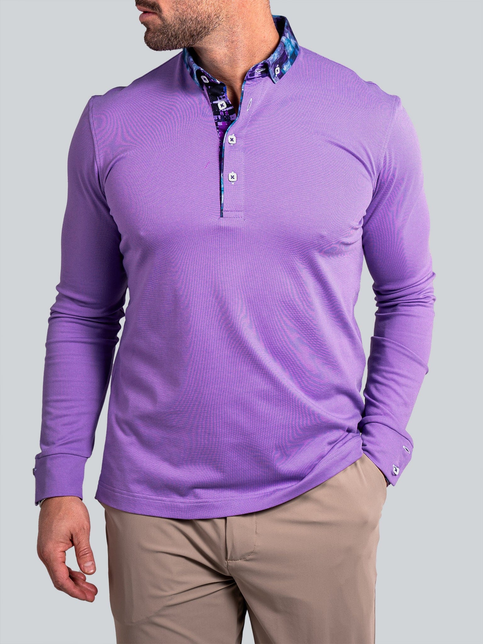 Newton Ascension Purple Long Sleeve Polo