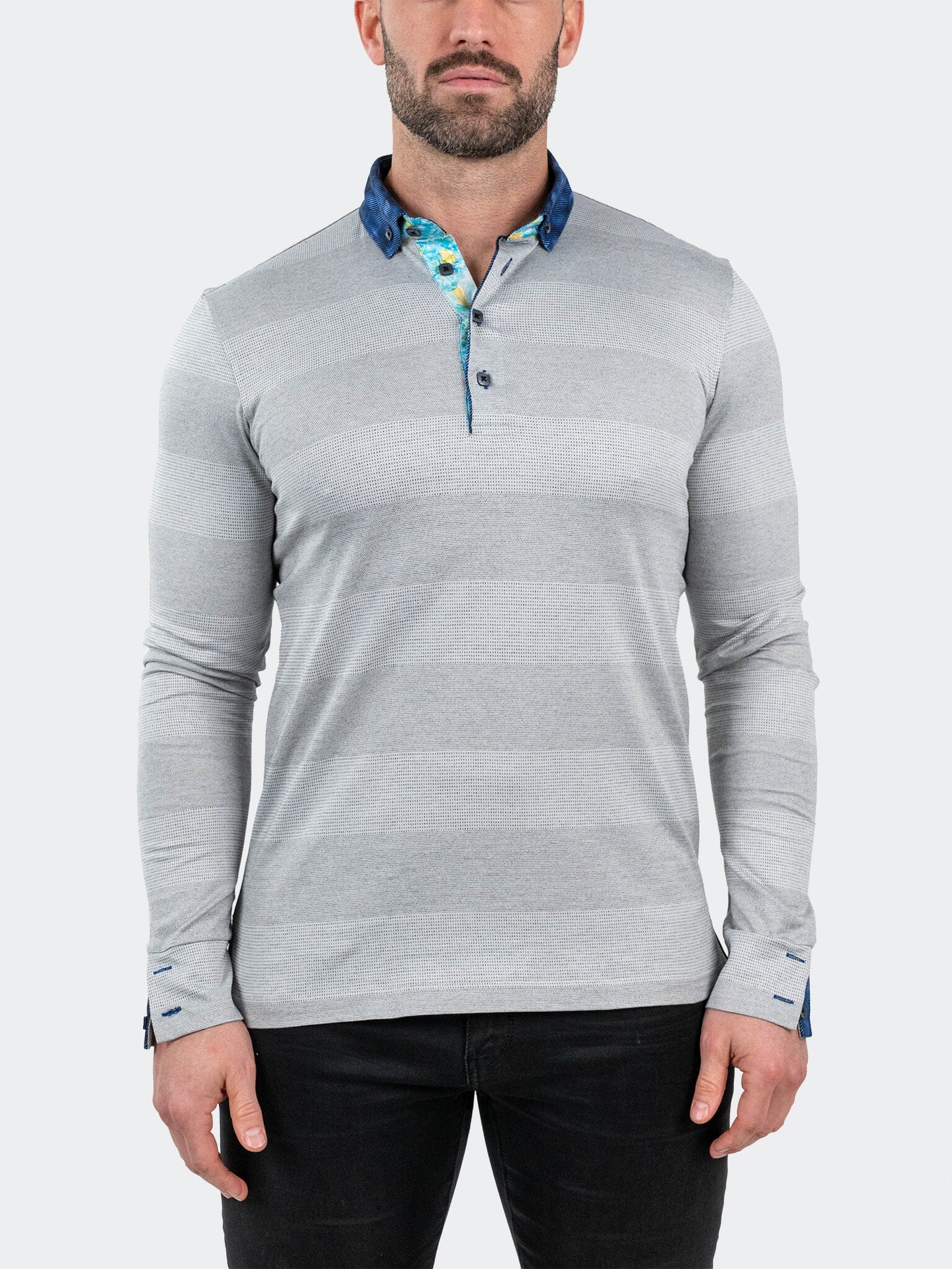Newton Rustic Grey Long Sleeve Polo