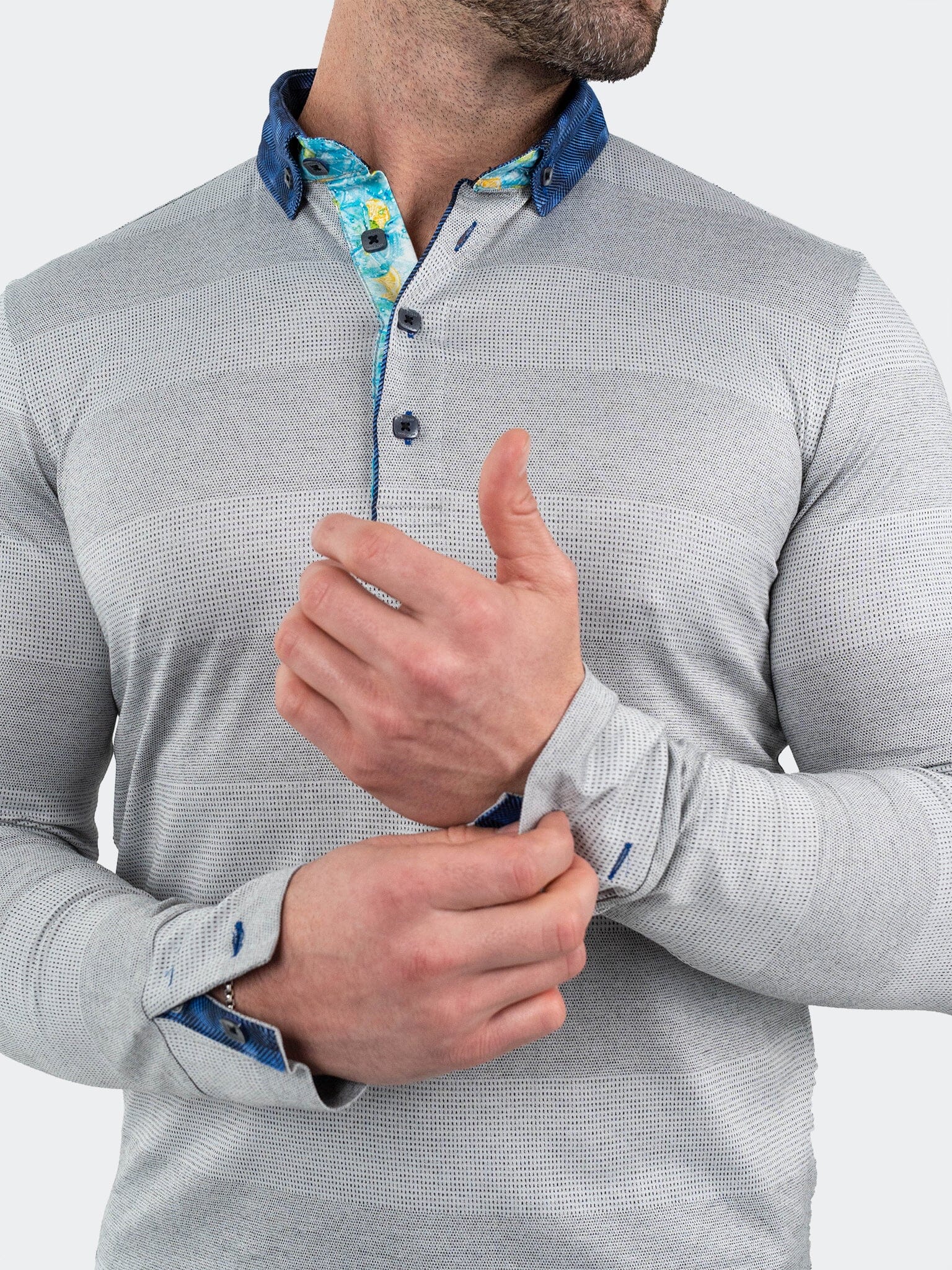 Newton Rustic Grey Long Sleeve Polo