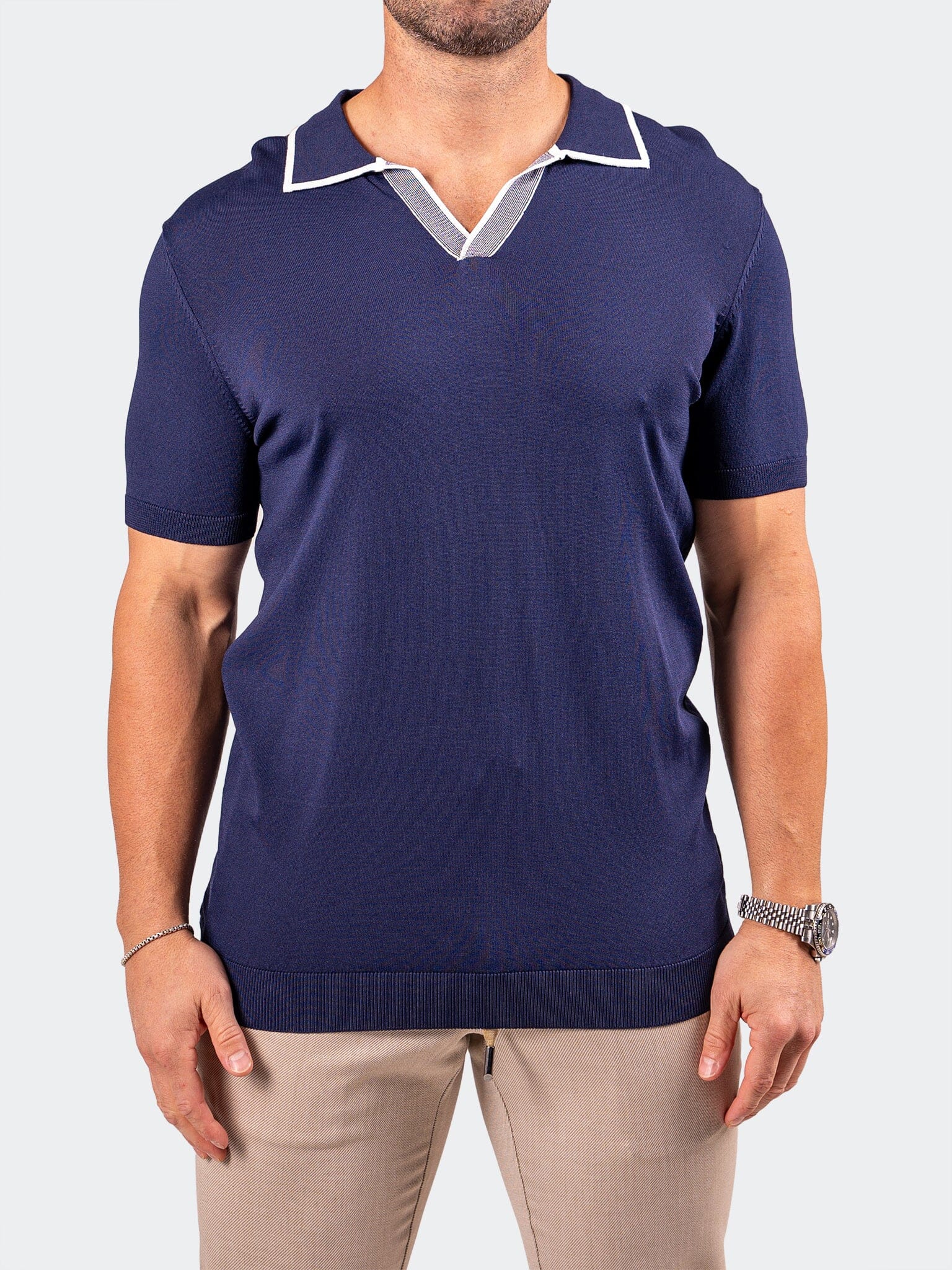TipBerry Navy Open Collar Polo
