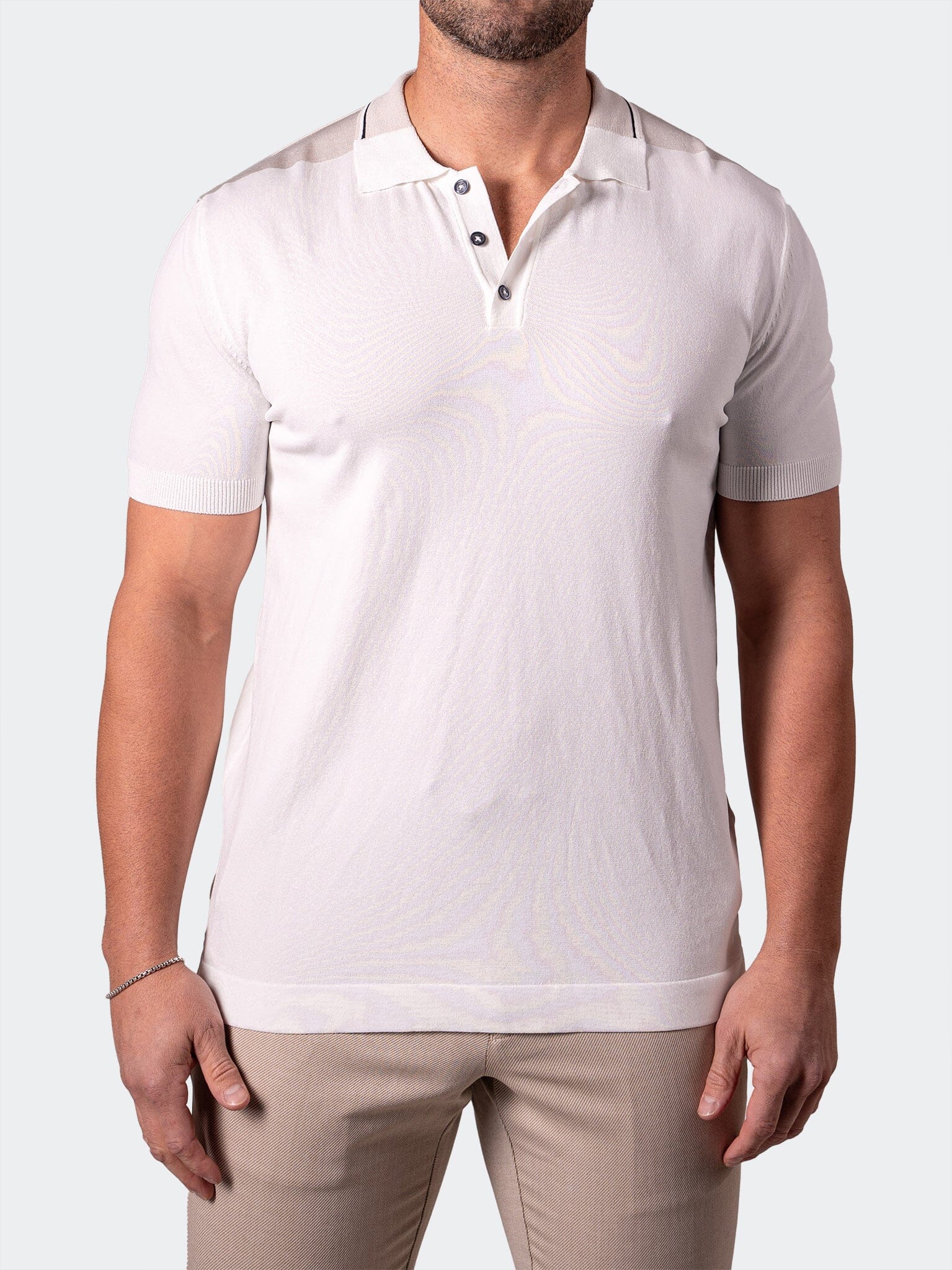 TipIvory White Knit Polo