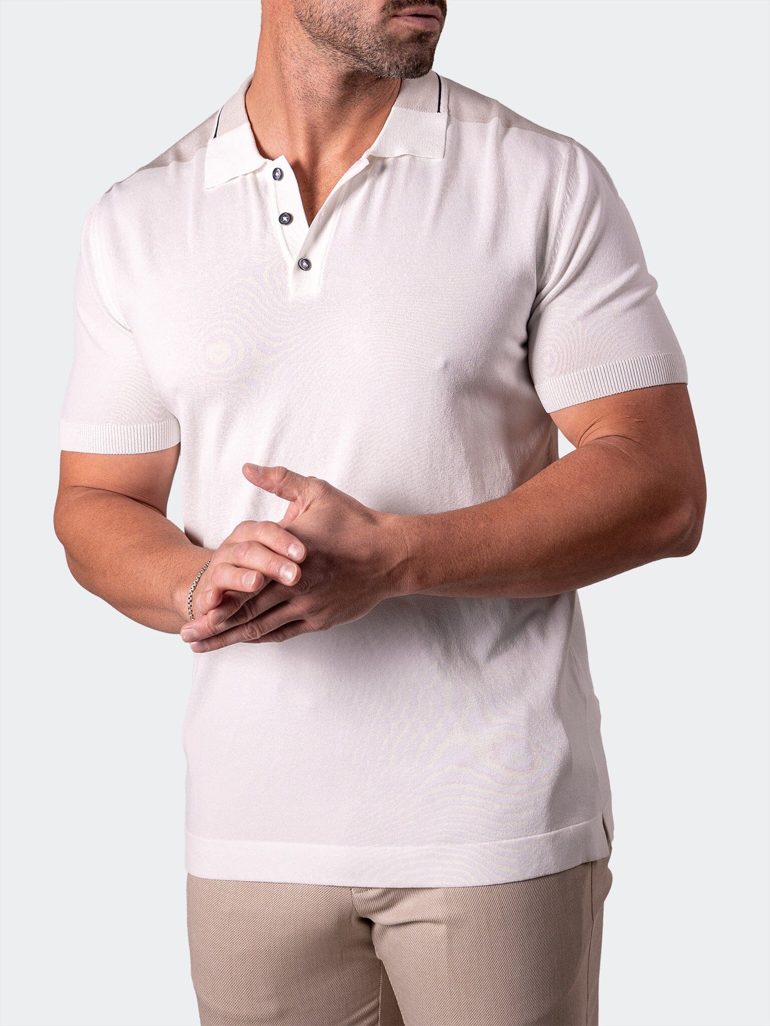 TipIvory White Knit Polo