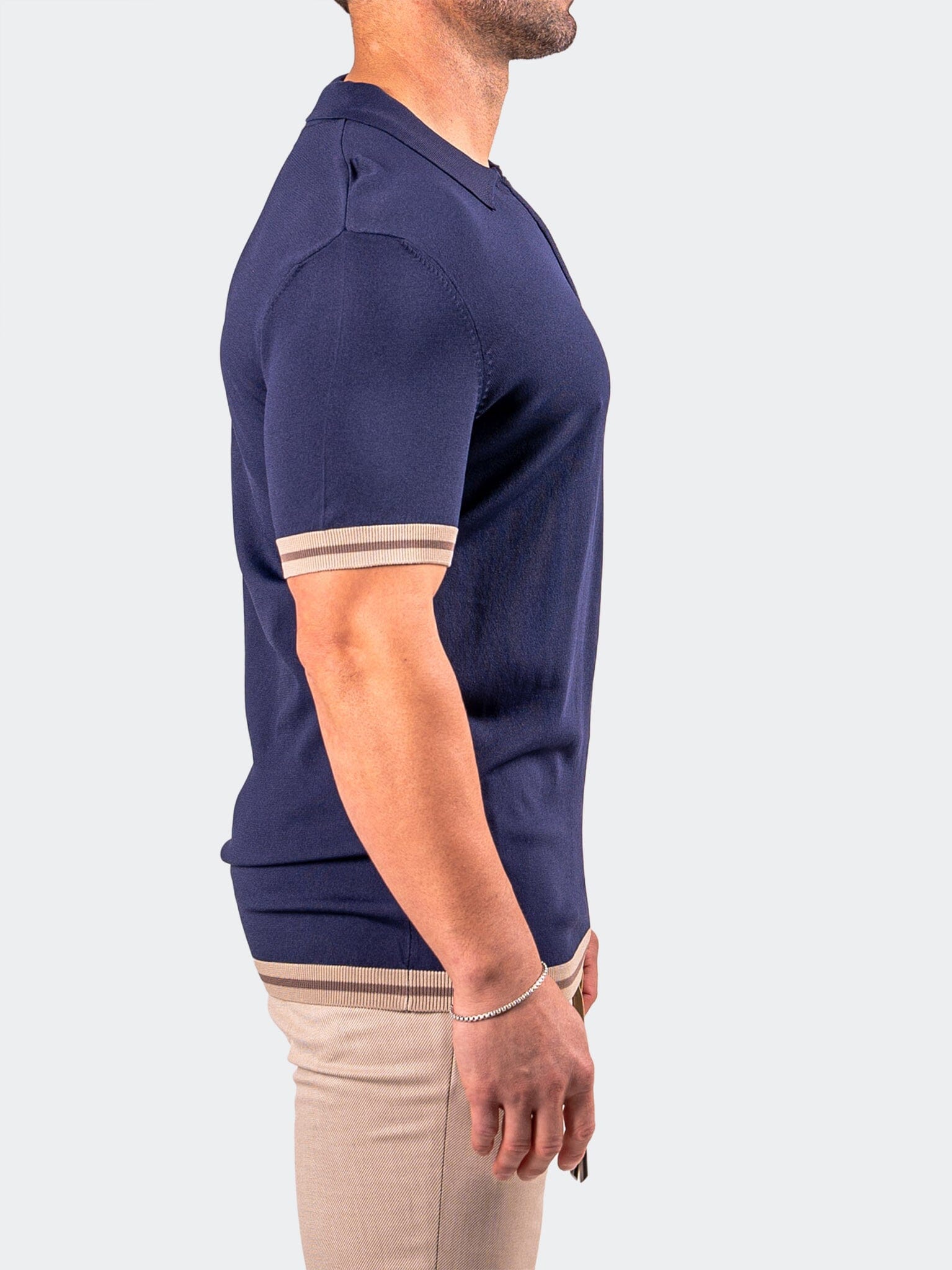 Zip Navy Blue Knit Polo