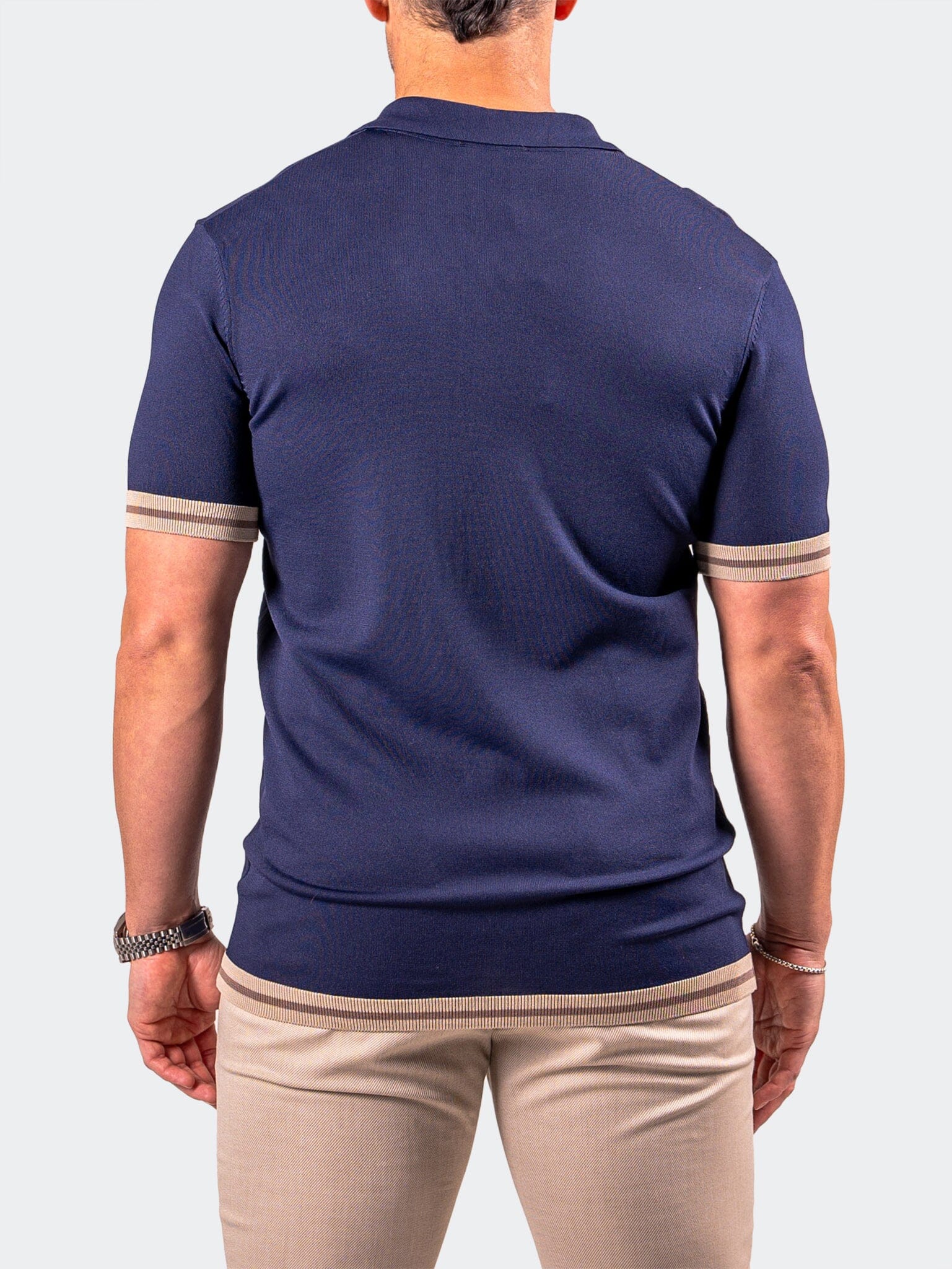 Zip Navy Blue Knit Polo