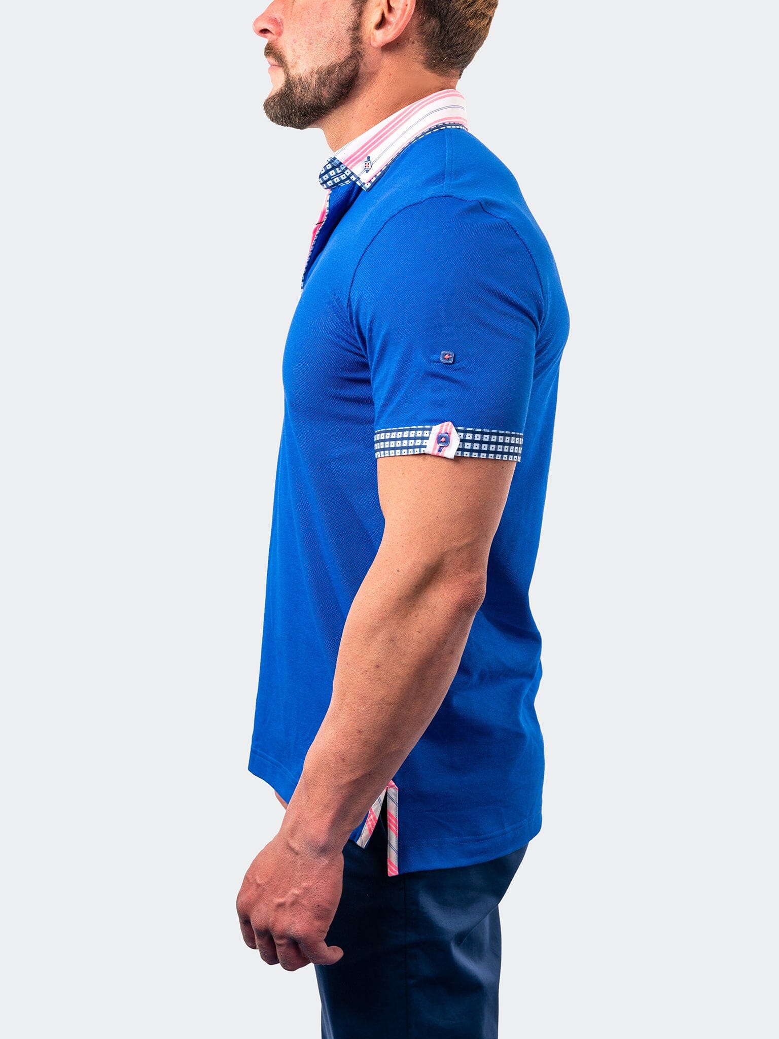 Mozart Solid Stripe Blue Polo