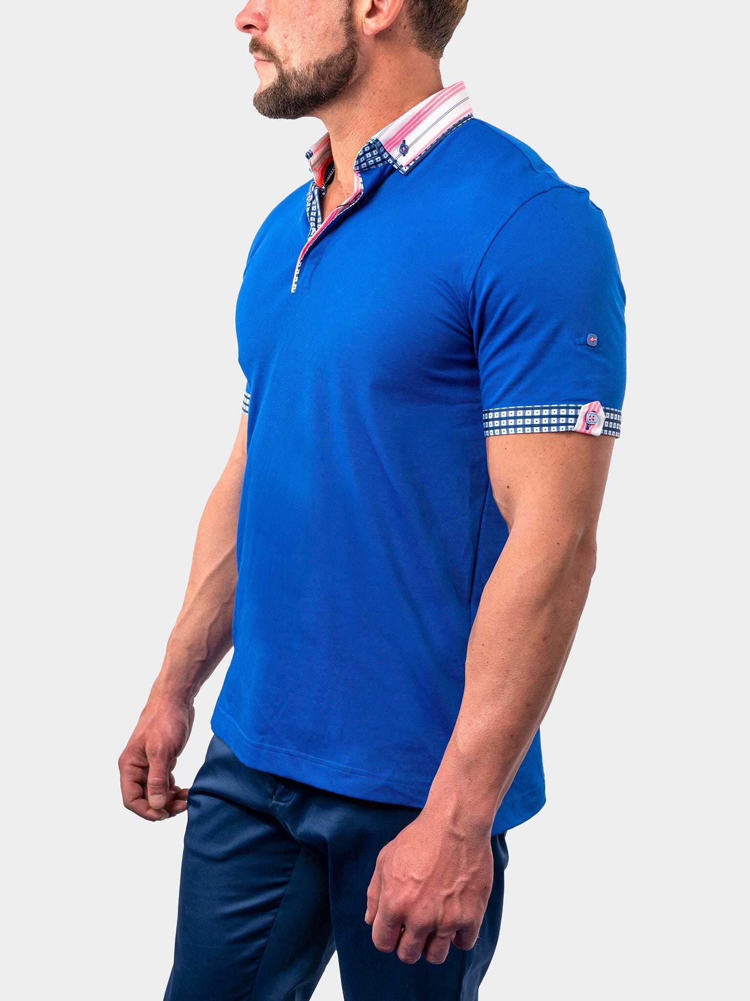 Mozart Solid Stripe Blue Polo