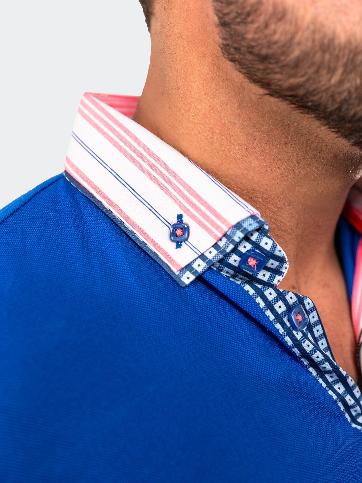 Mozart Solid Stripe Blue Polo