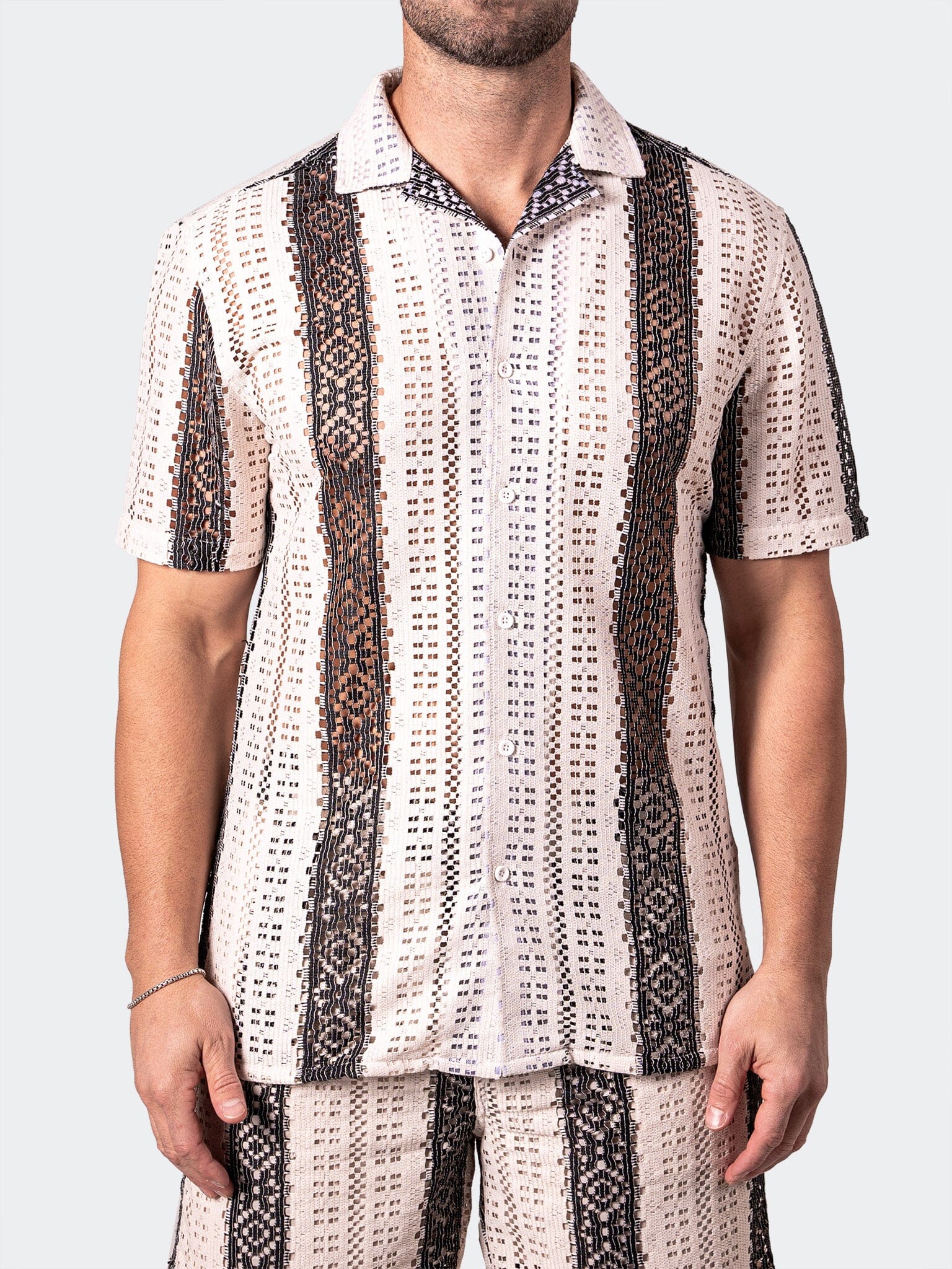 Shirt SS StripesCream White