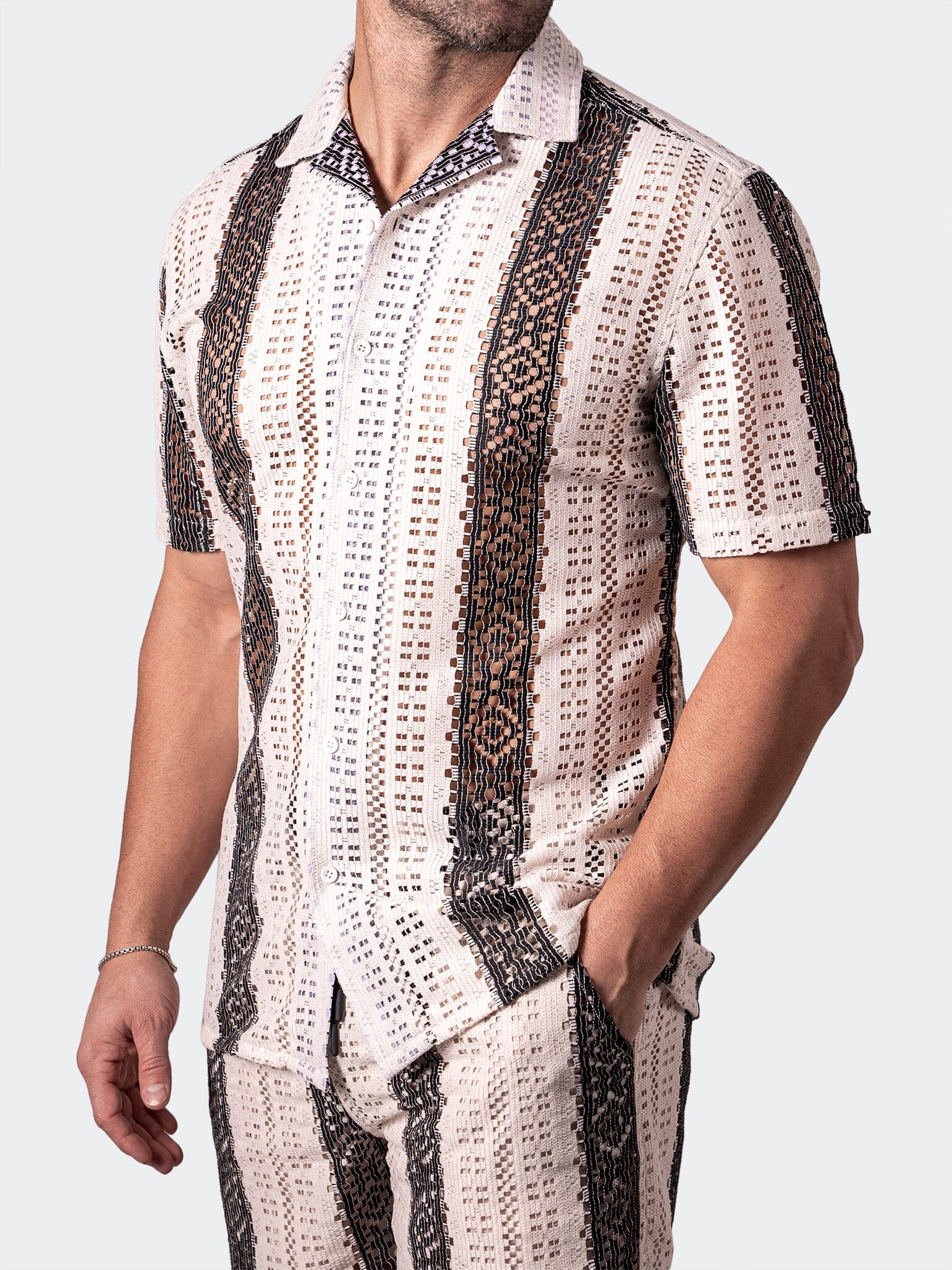 Shirt SS StripesCream White