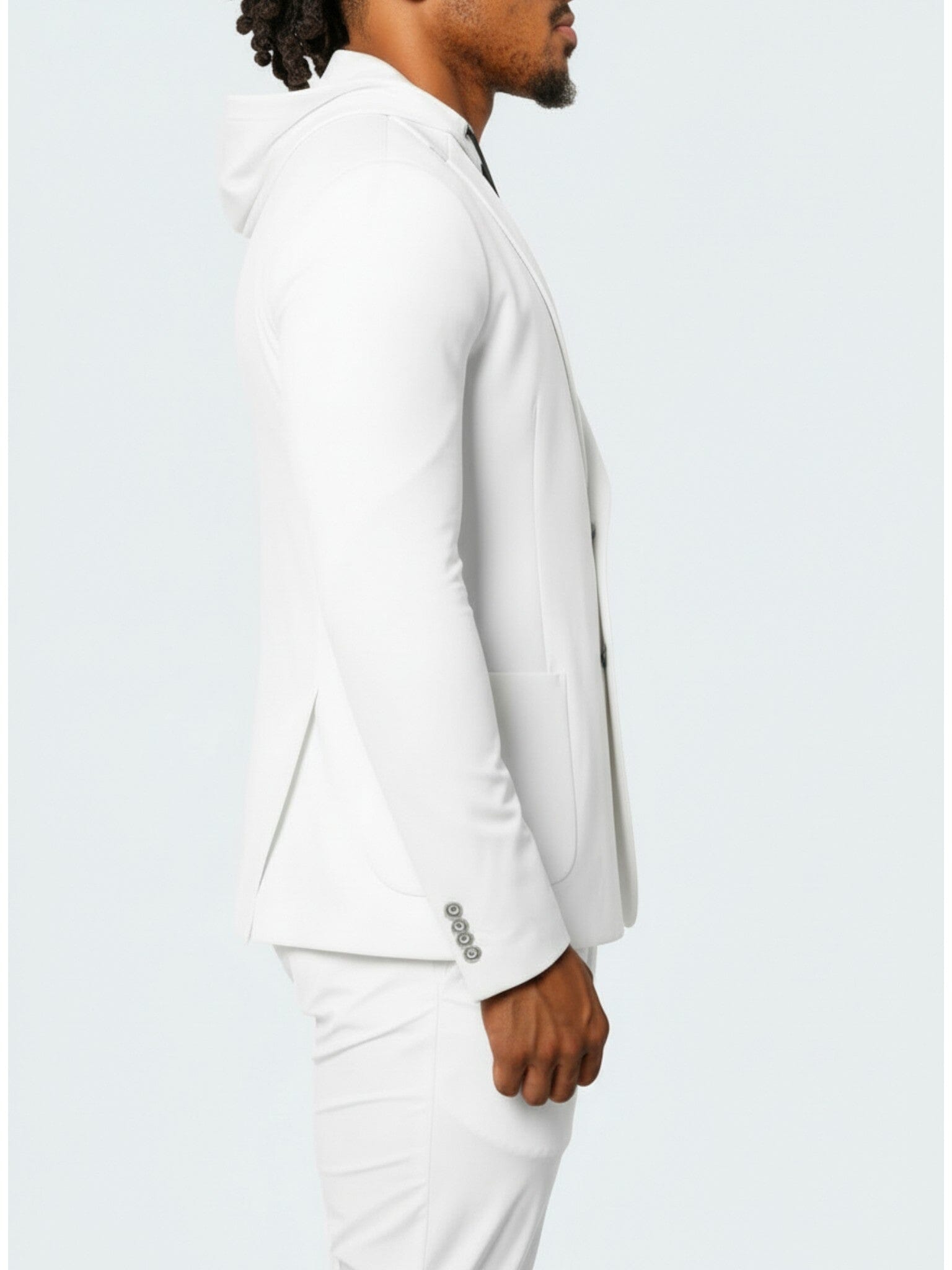 Stretch Arum White Hooded Suit