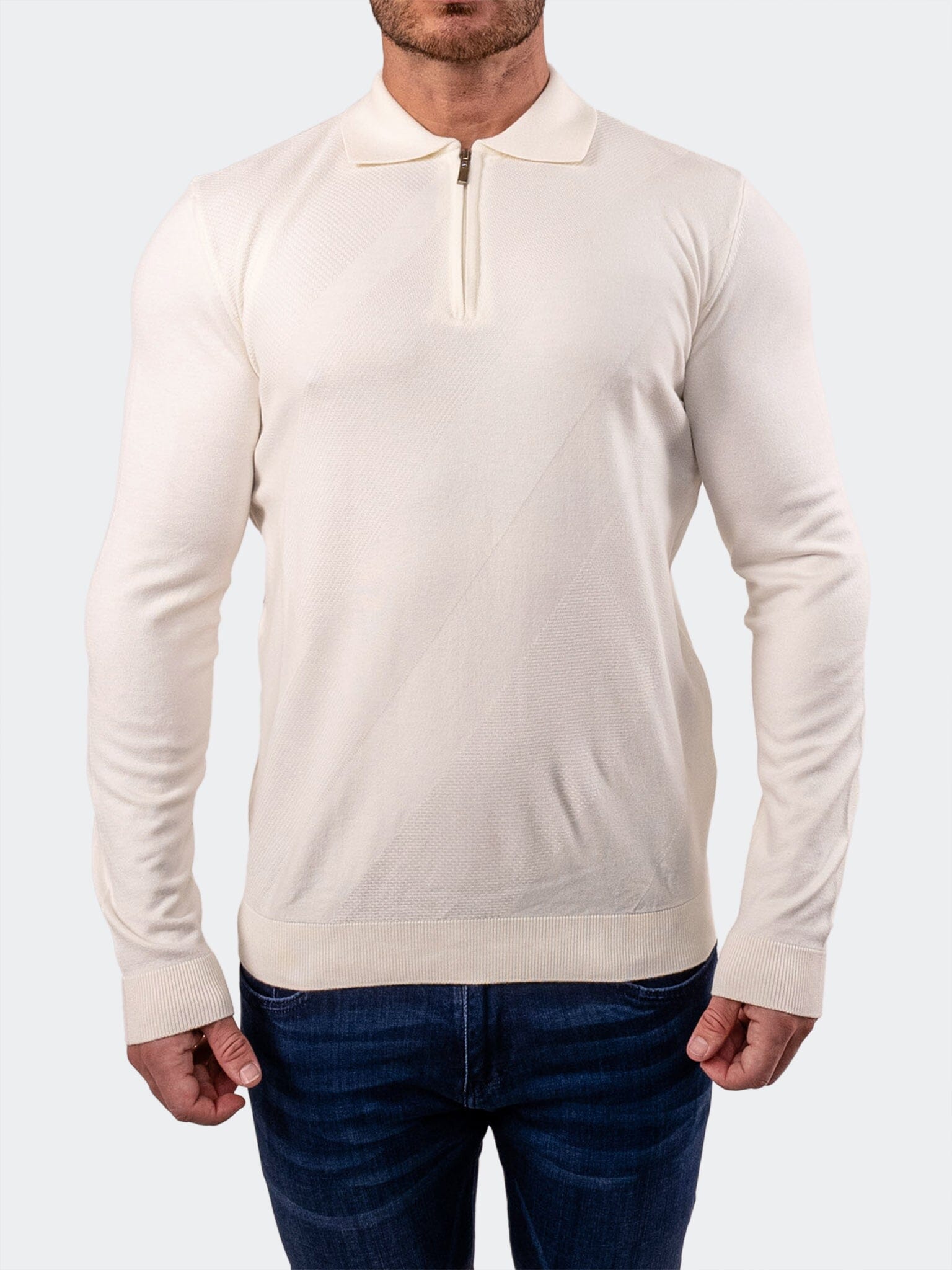 Knitted Cream Quarter-Zip