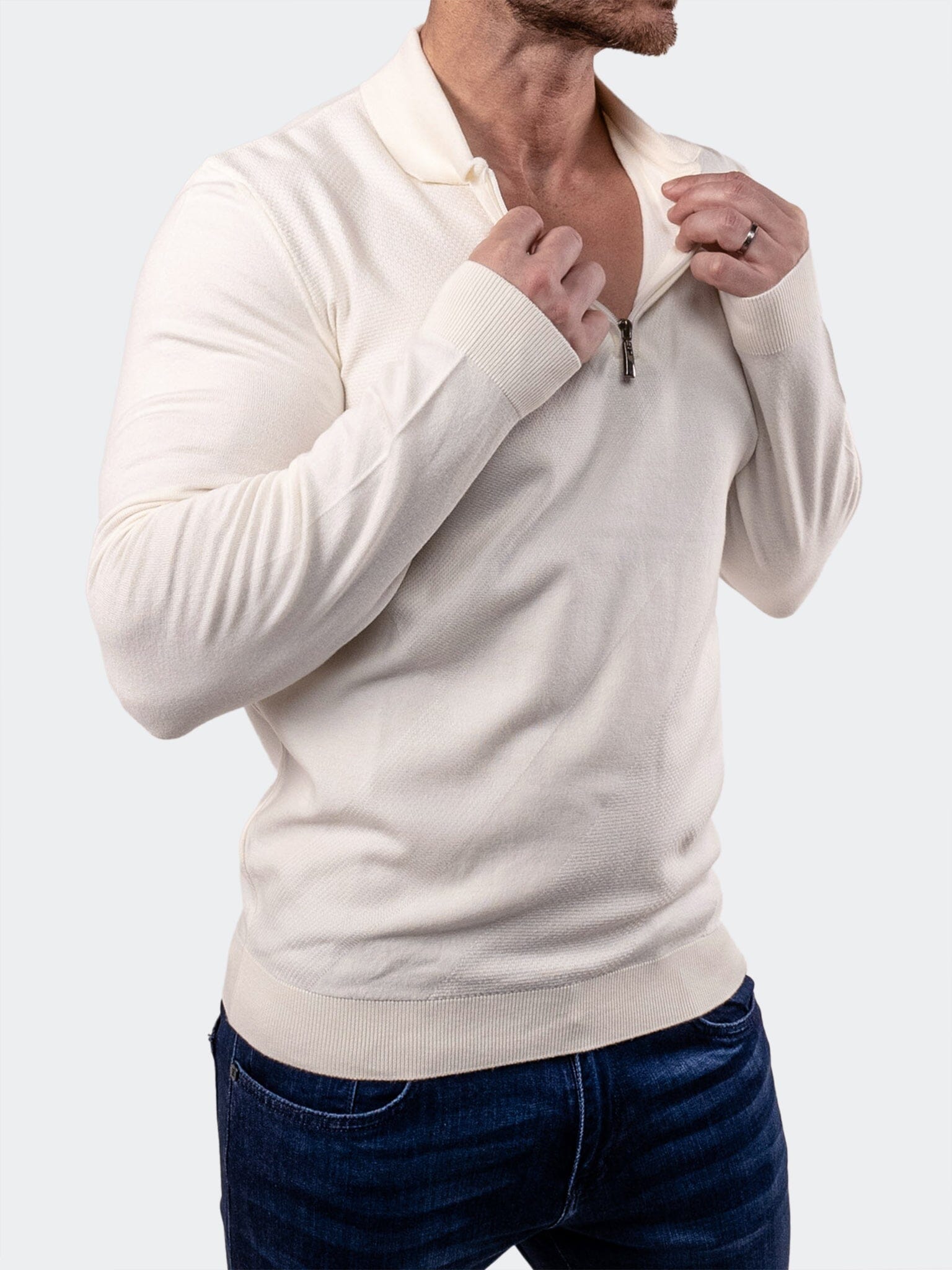 Knitted Cream Quarter-Zip