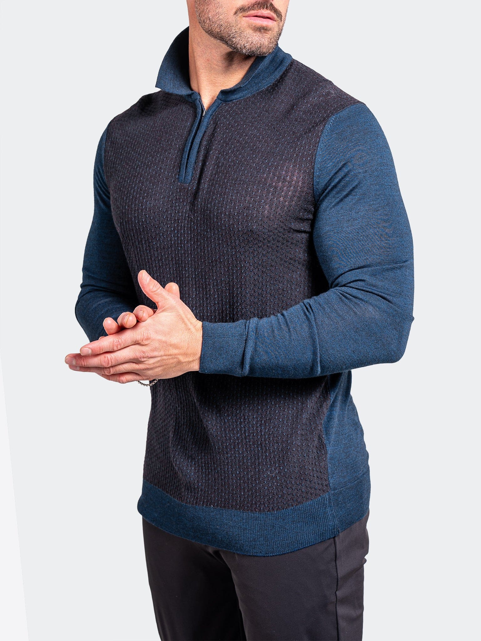 Knitted Passion Navy Zip Sweater