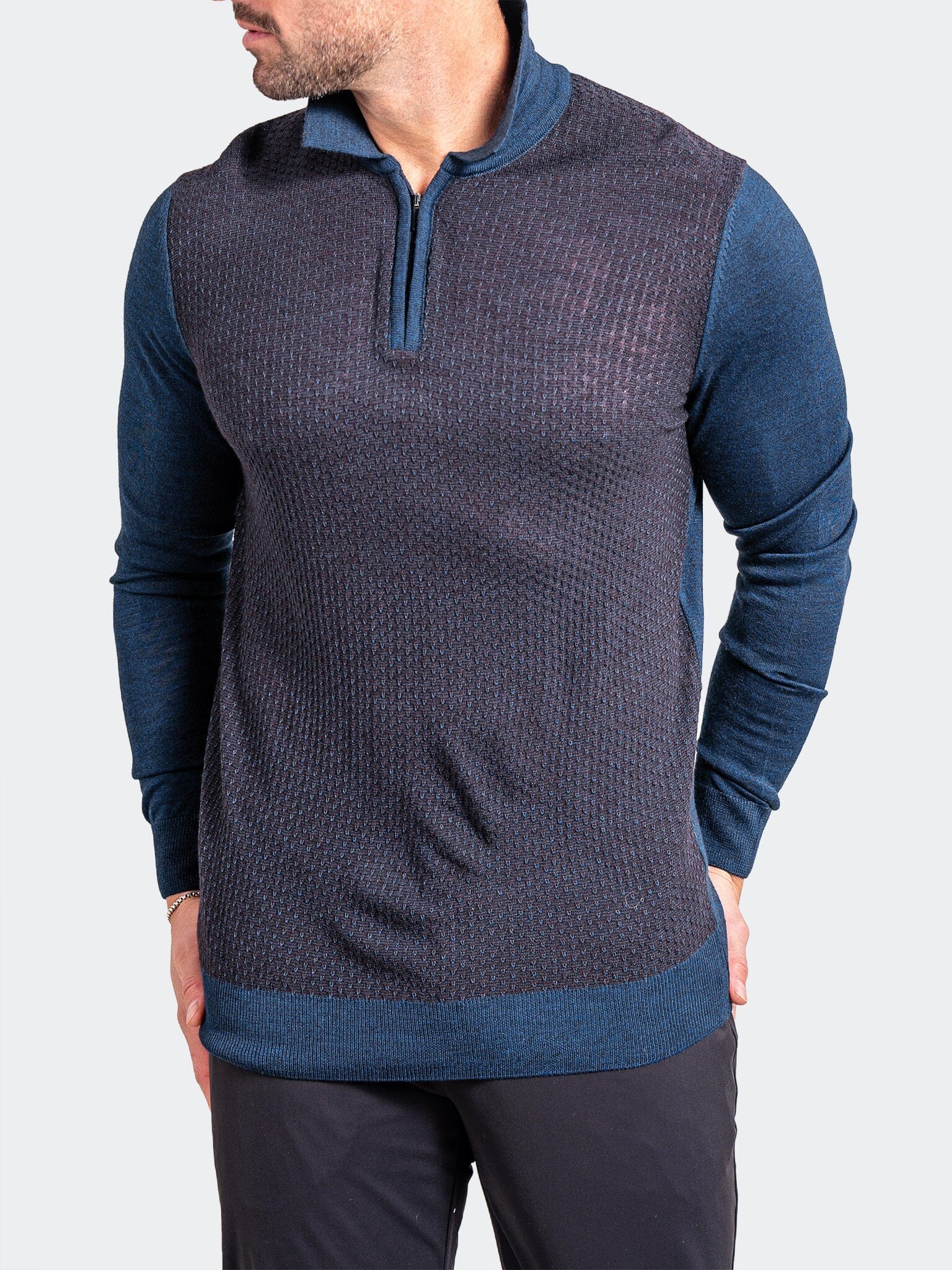 Knitted Passion Navy Zip Sweater