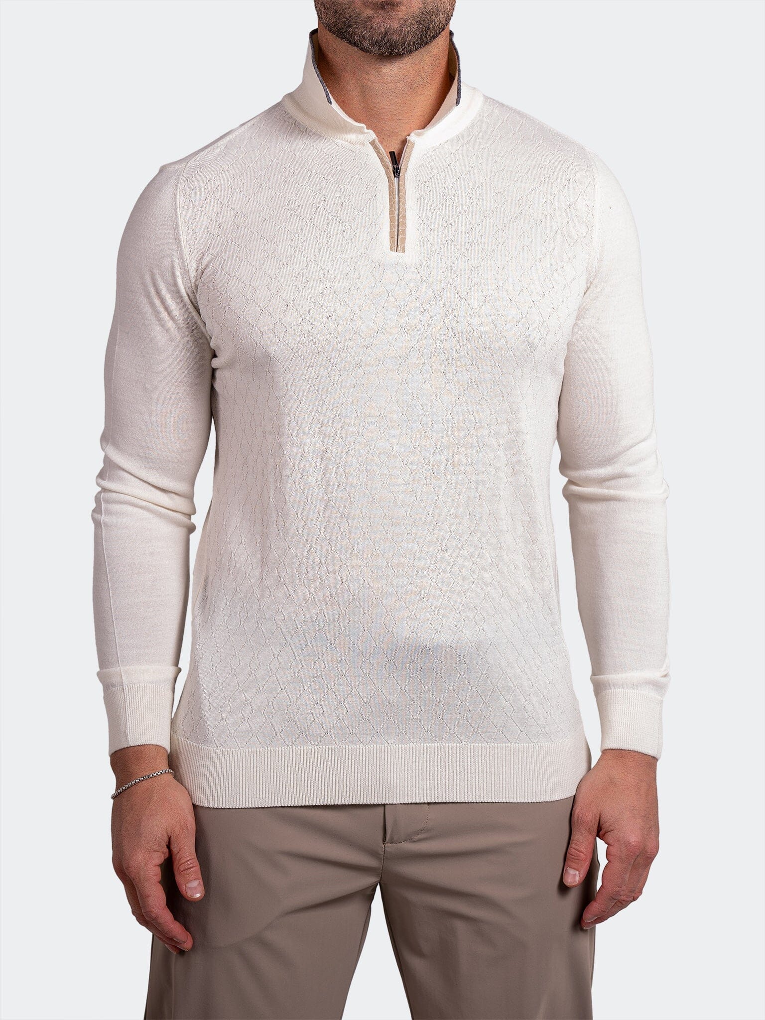 Knitted Passion White Zip Sweater