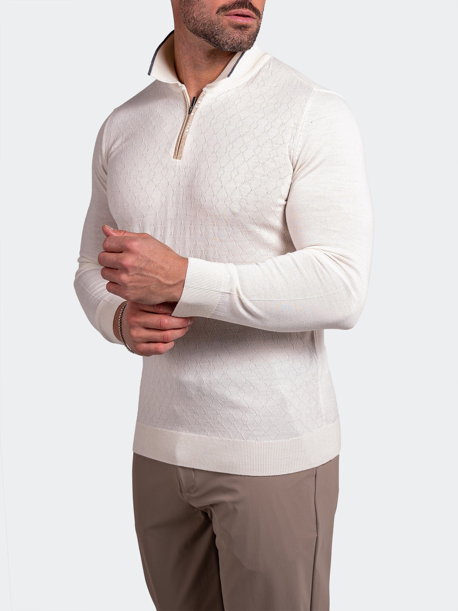 Knitted Passion White Zip Sweater