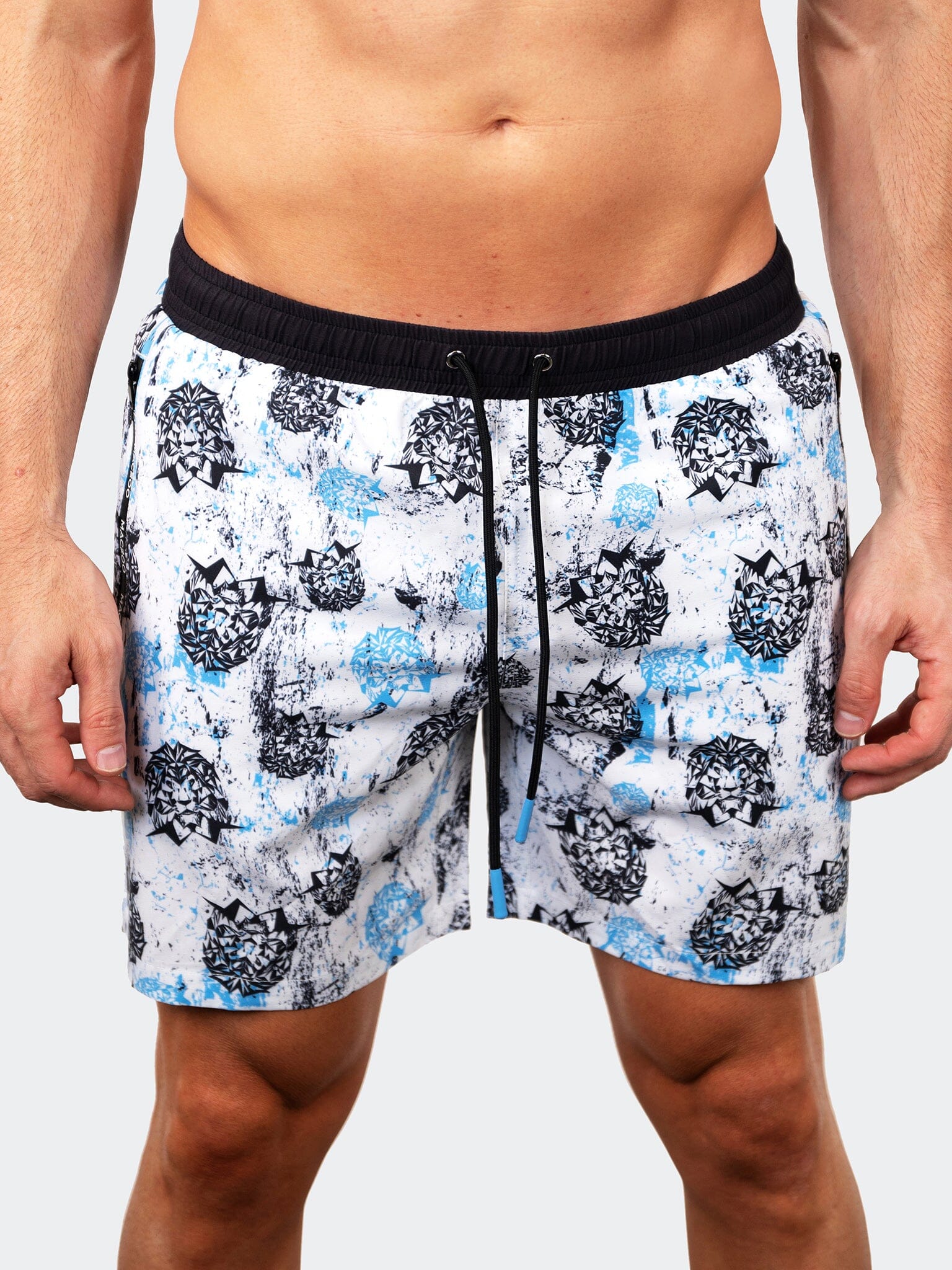 Lion Monogram White Swim Shorts