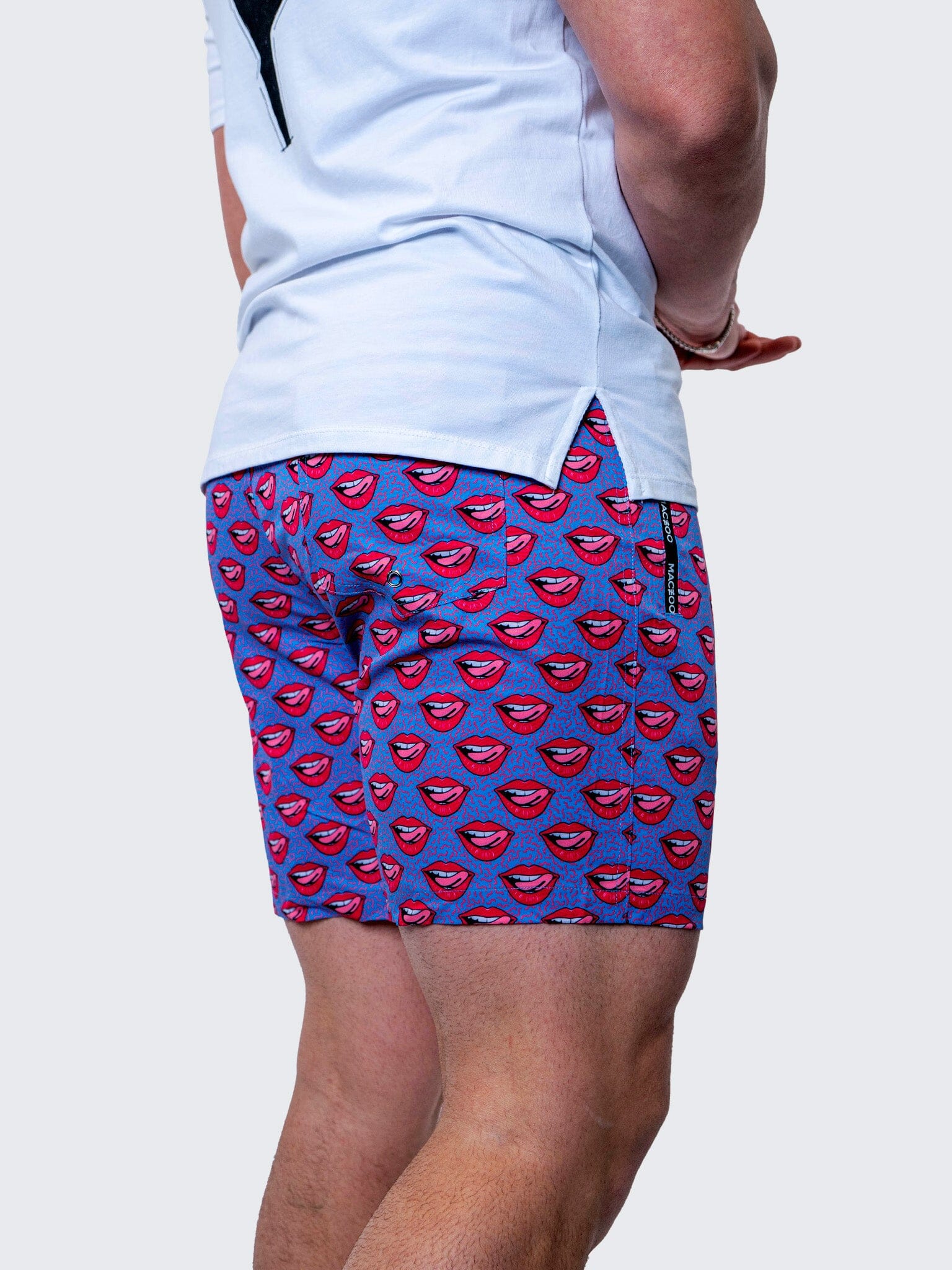 Lion Red Lips Blue Swim Trunks