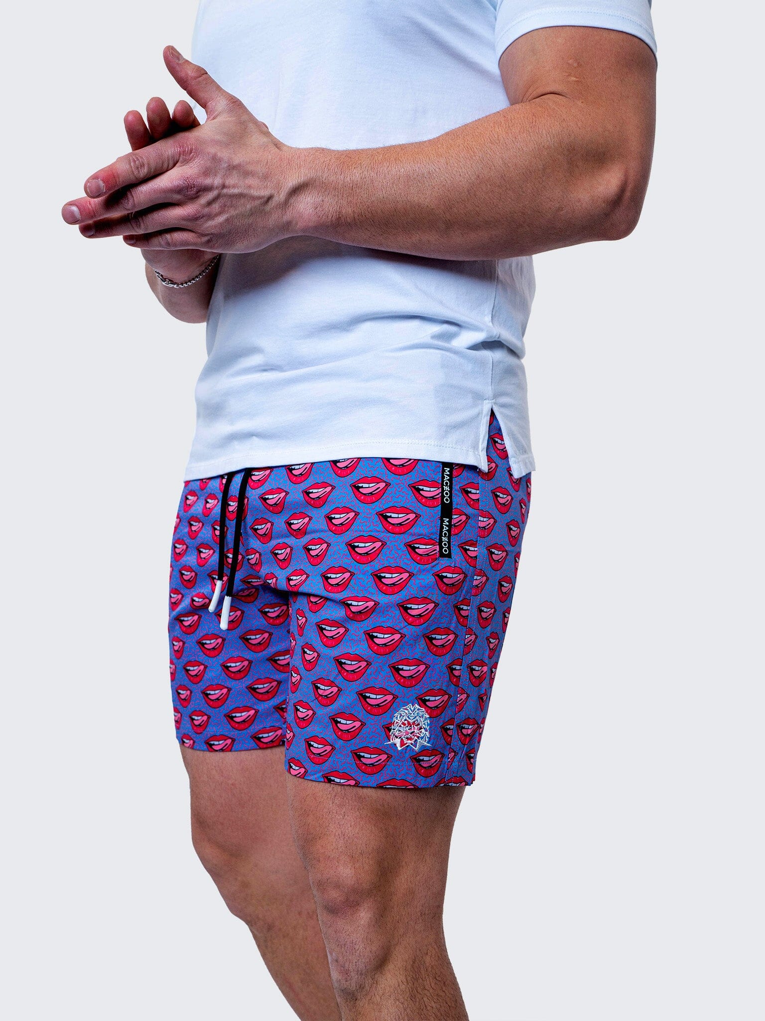 Lion Red Lips Blue Swim Trunks