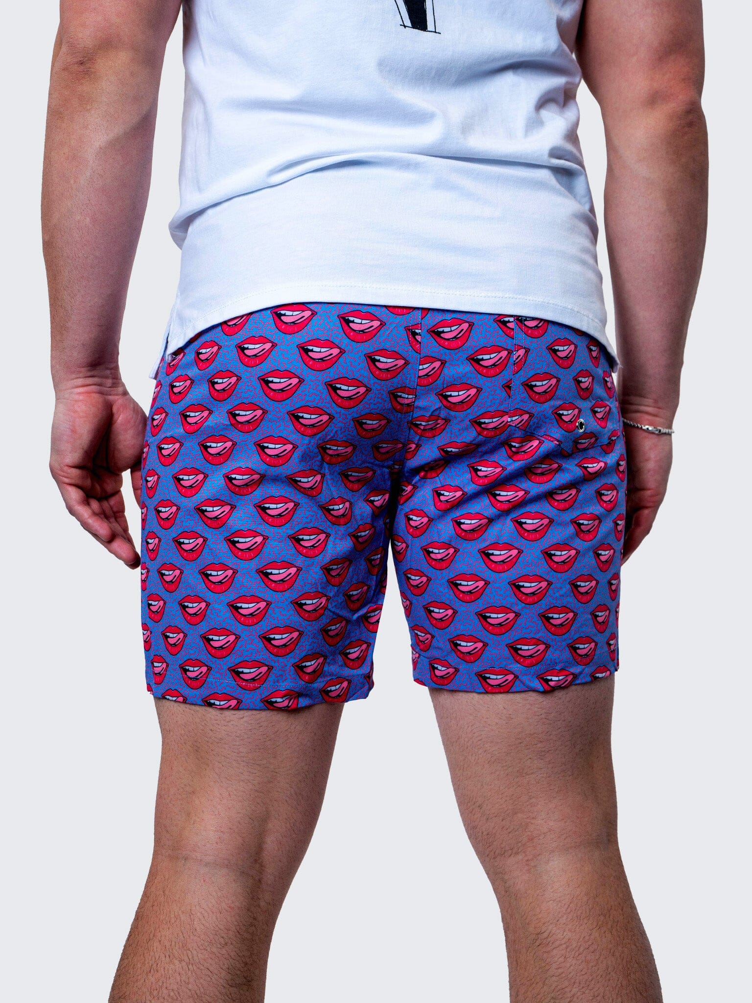 Lion Red Lips Blue Swim Trunks