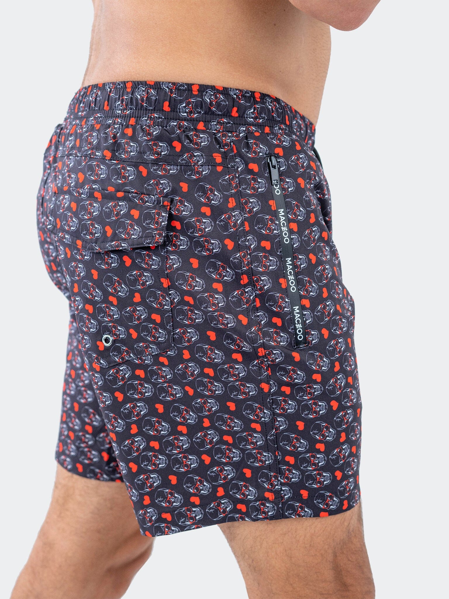 Lion SkullHeart Black Swim Shorts