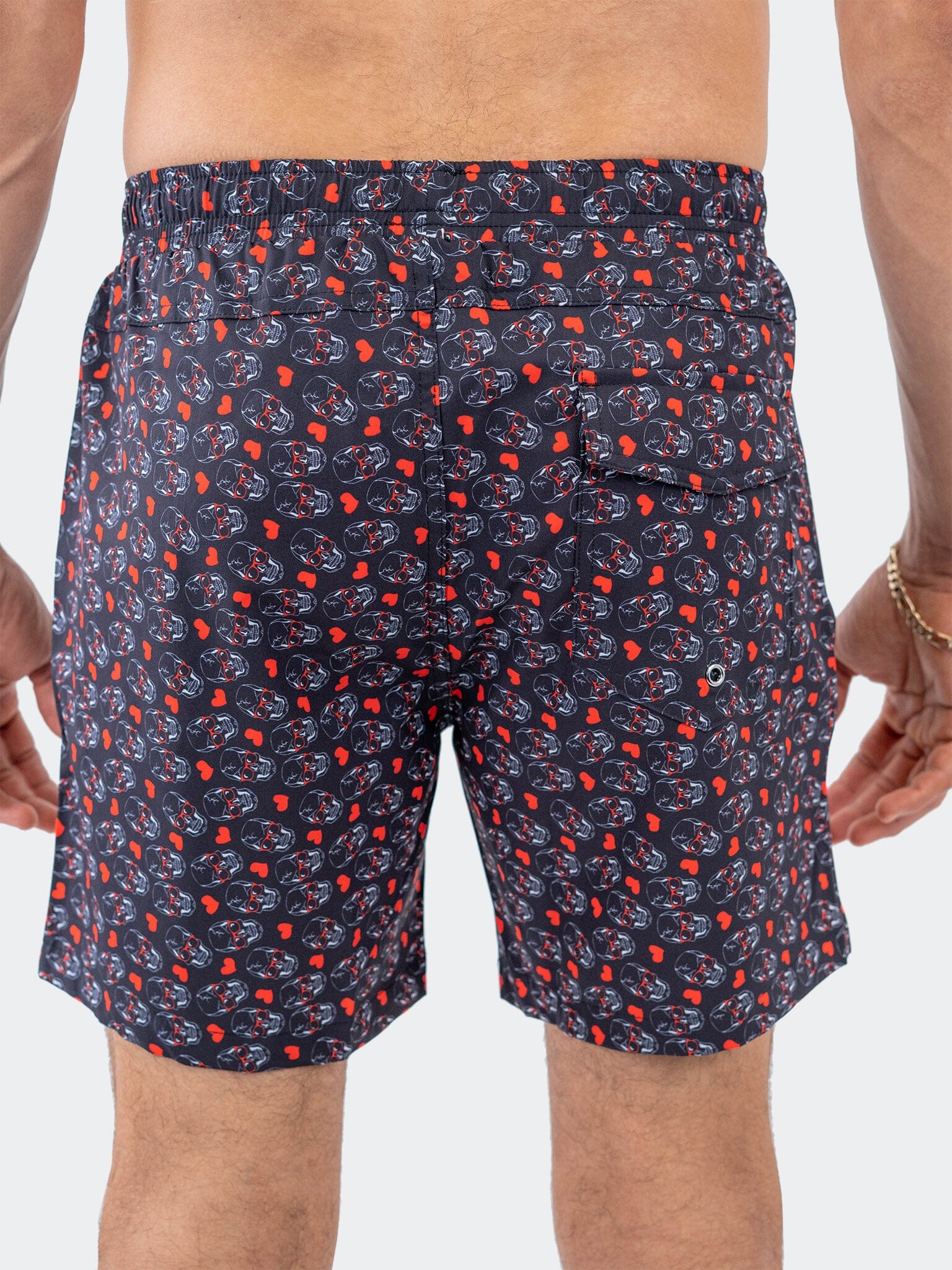 Lion SkullHeart Black Swim Shorts