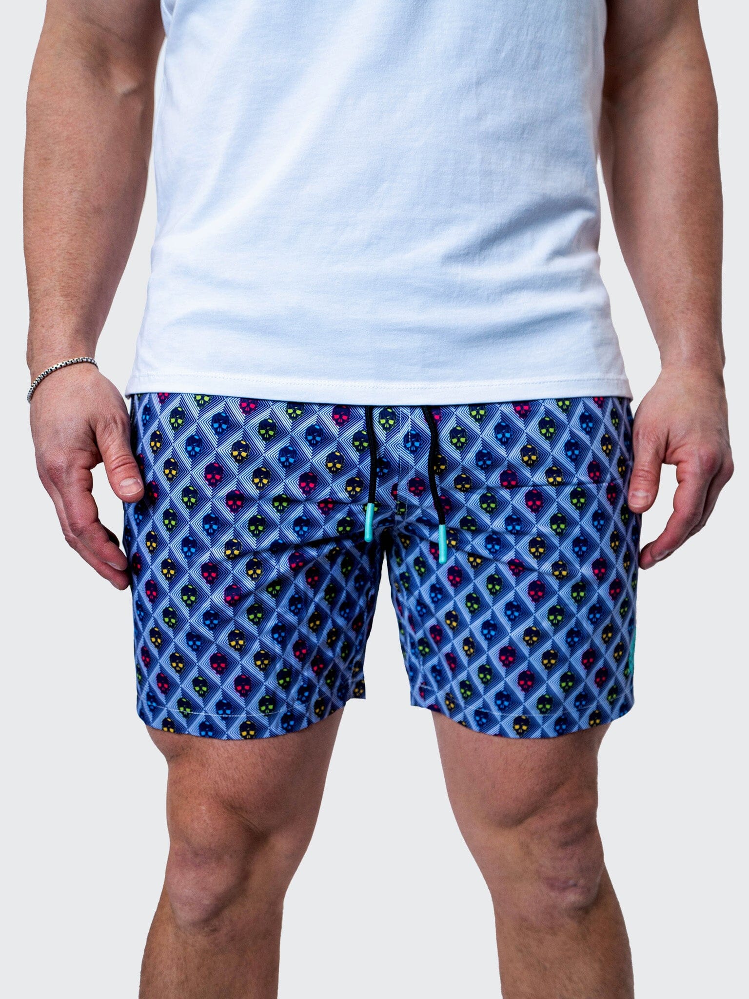 Lion Skull Squares Swim Trunks
