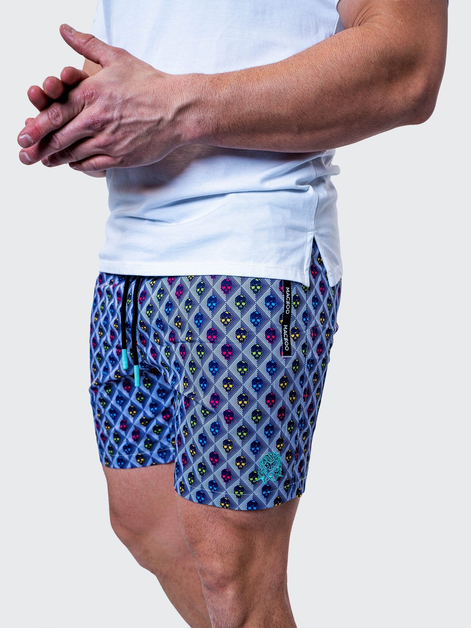 Lion Skull Squares Swim Trunks
