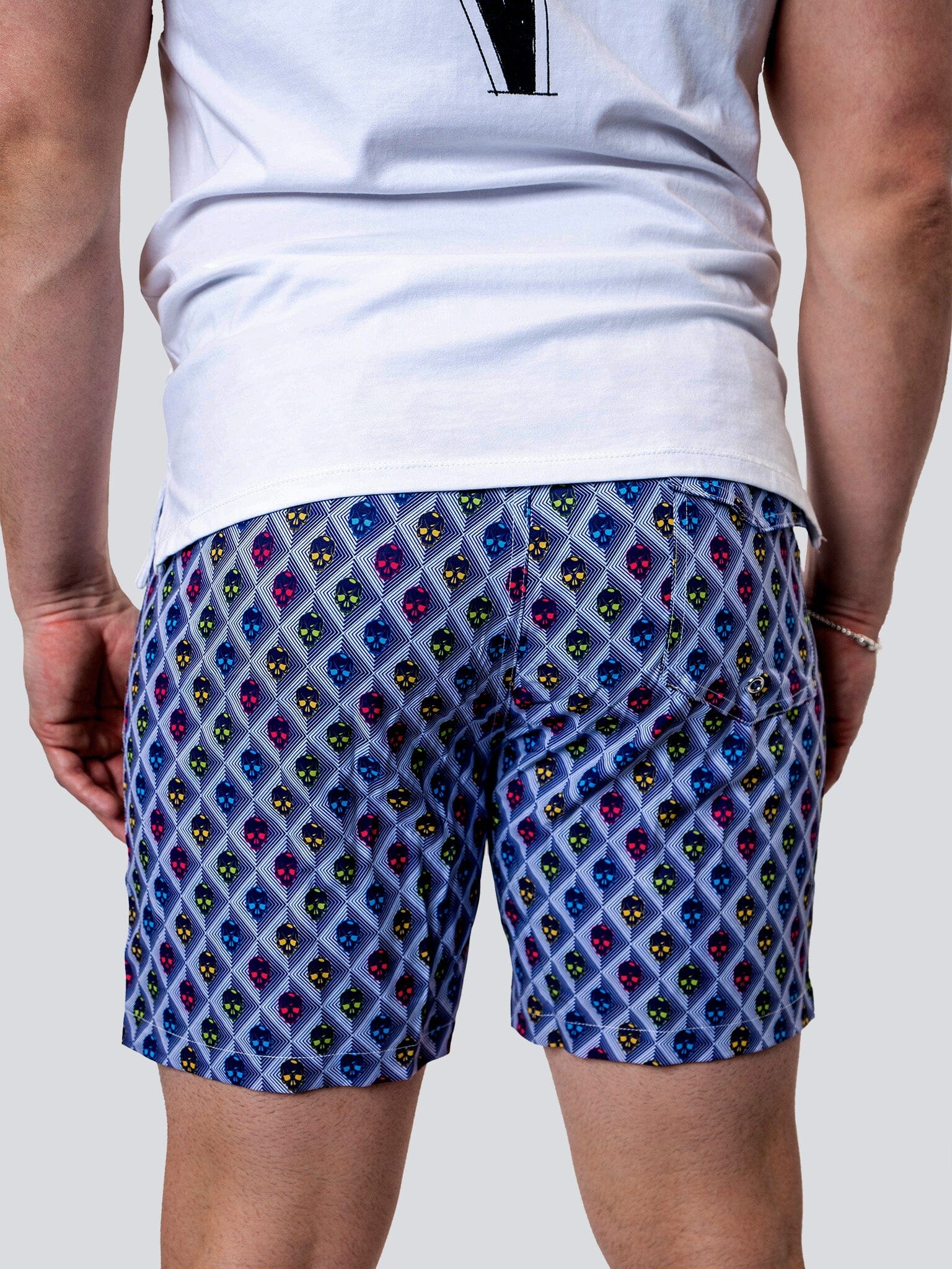 Lion Skull Squares Swim Trunks