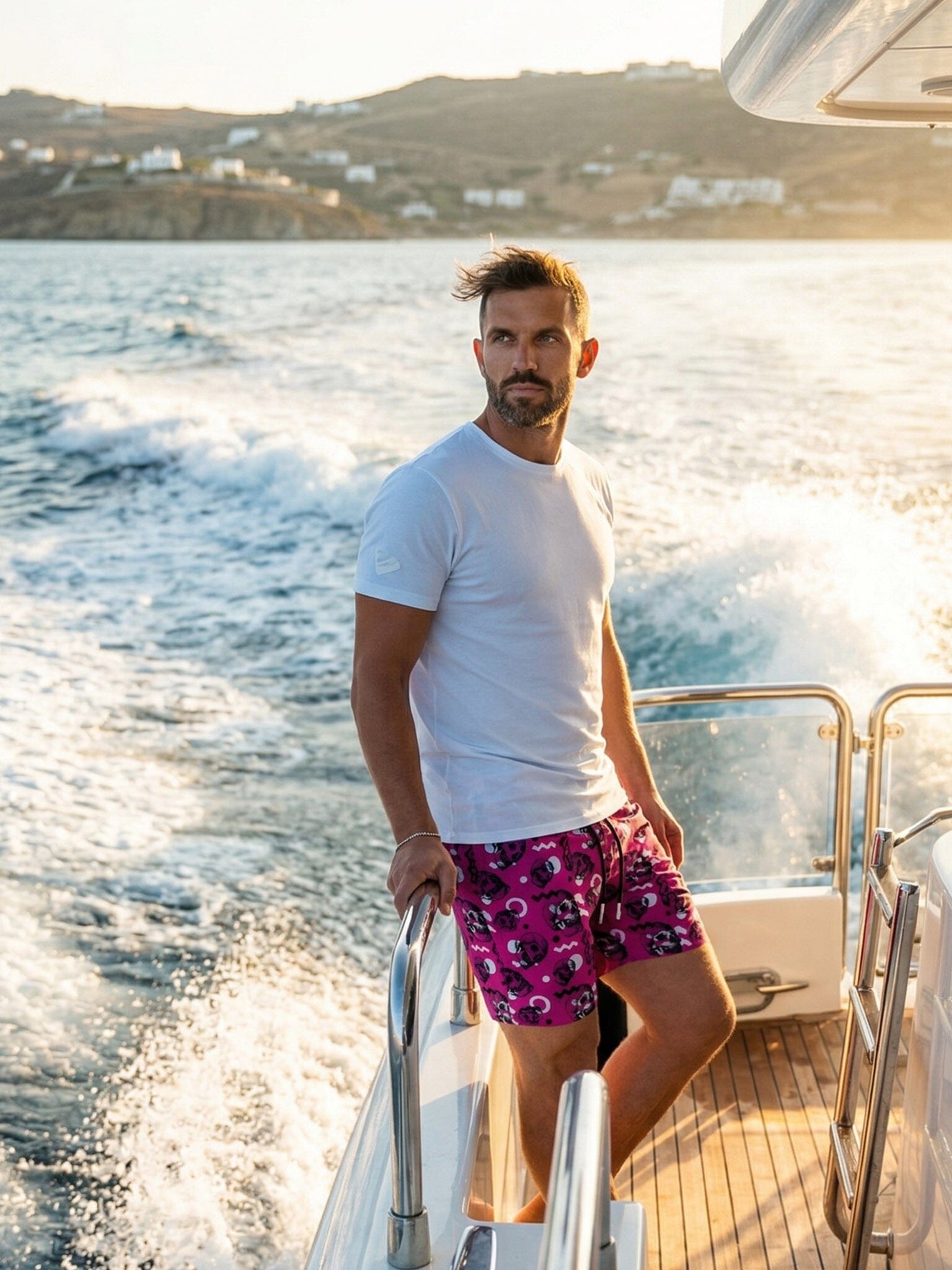 Lion Pink Skull Swim Trunks