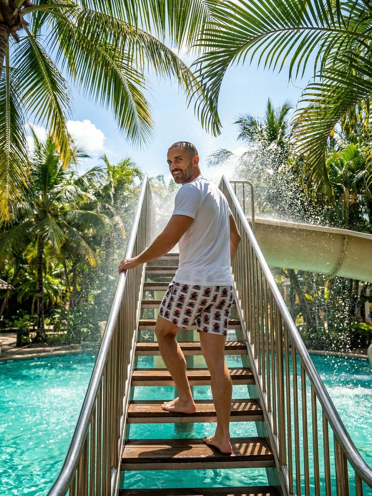 Lion Pugshot White Swim Trunks