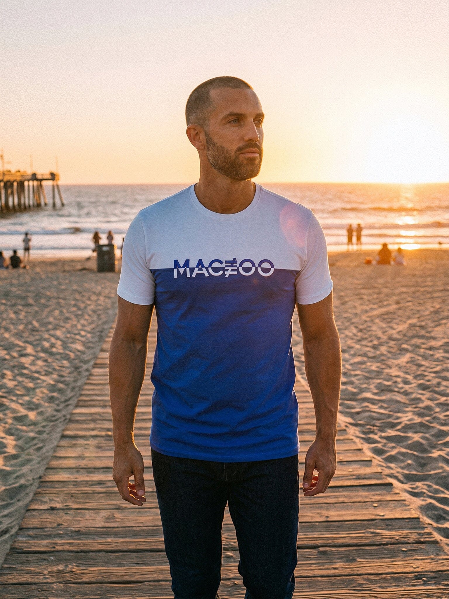 Colorblock Blue Graphic Tee