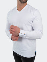 V-Neck EdisonSolidCotton White View-4