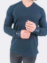 V-Neck EdisonSolidCrypt Navy View-2