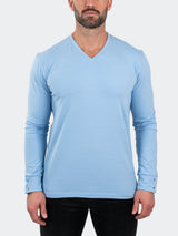 V-Neck EdisonSolidPouder Blue View-1