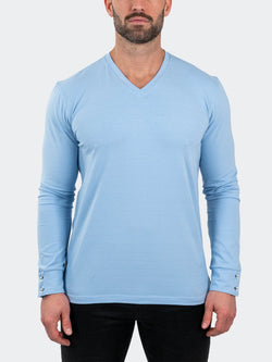 V-Neck EdisonSolidPouder Blue