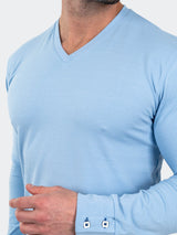 V-Neck EdisonSolidPouder Blue View-2