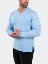 V-Neck EdisonSolidPouder Blue View-3