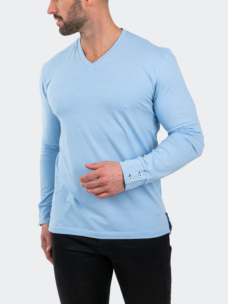 V-Neck EdisonSolidPouder Blue