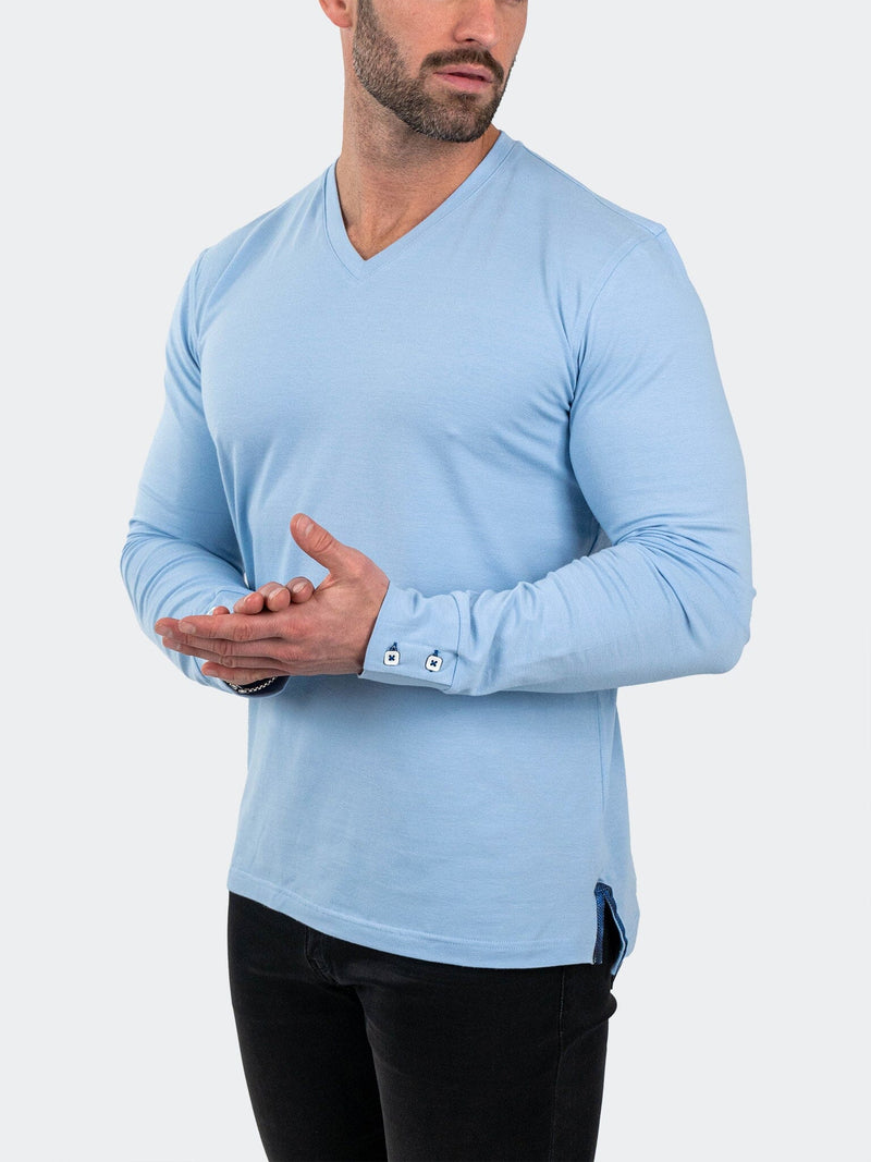 V-Neck EdisonSolidPouder Blue