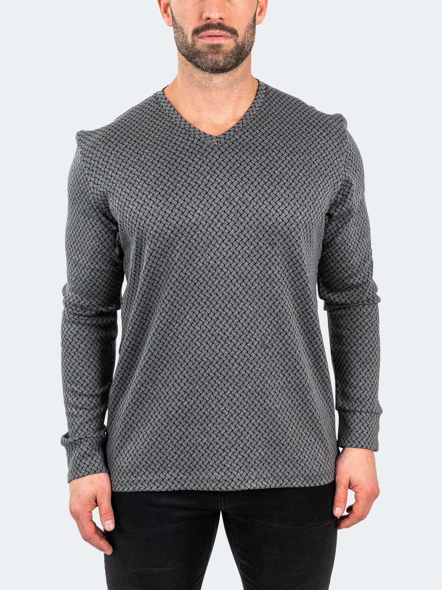 Edison Weaves Grey V-Neck Tee