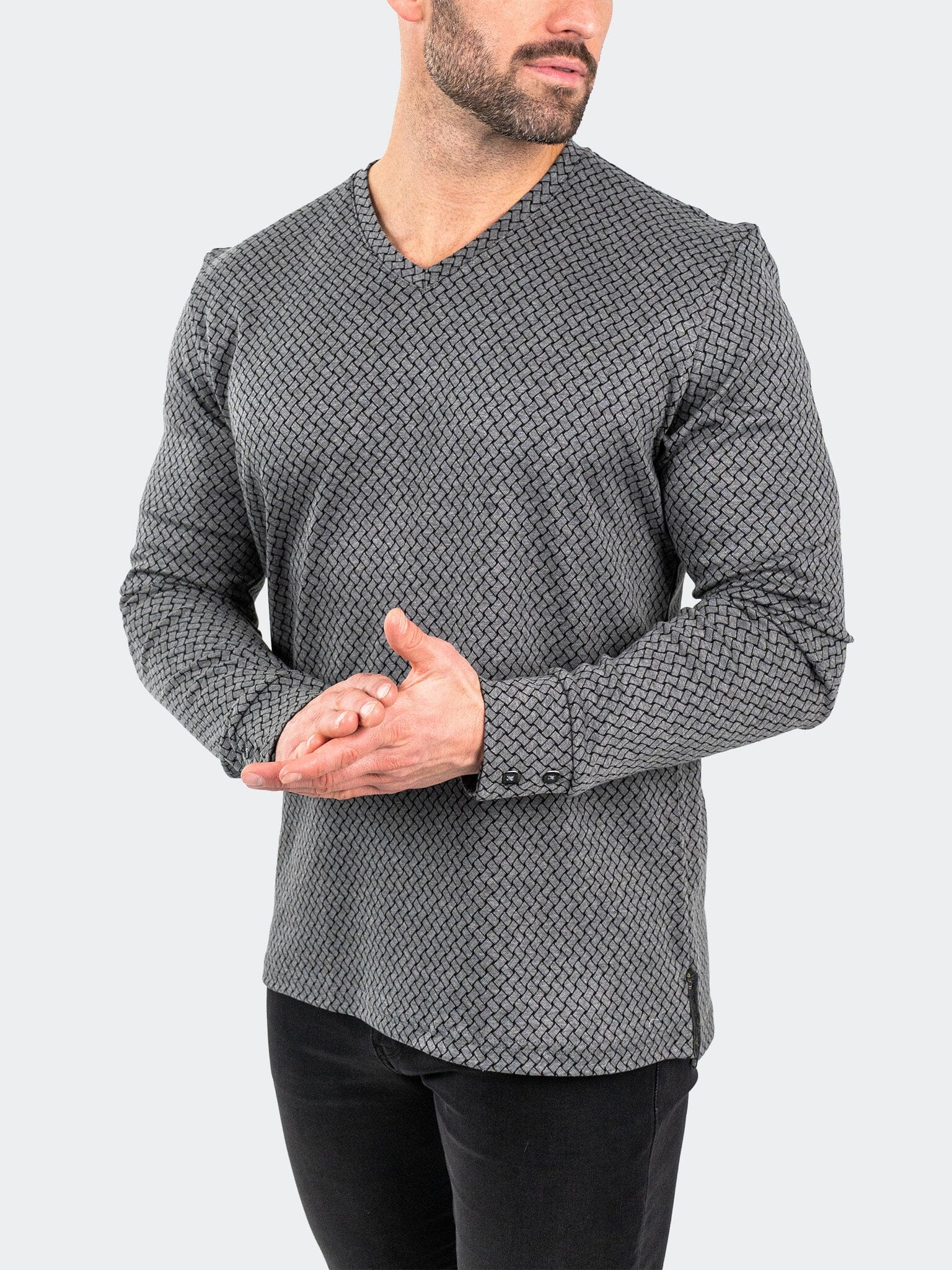 Edison Weaves Grey V-Neck Tee