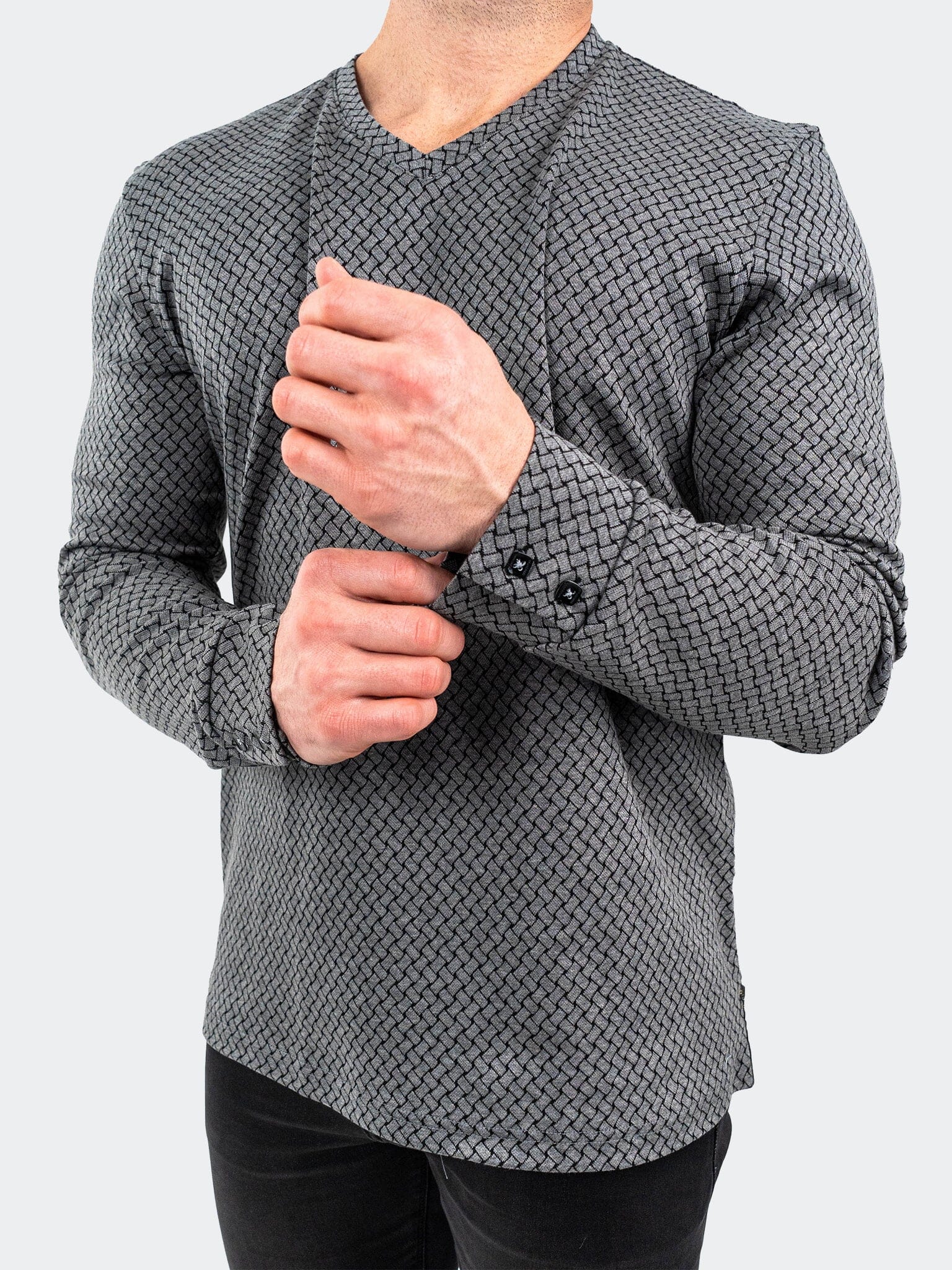 Edison Weaves Grey V-Neck Tee