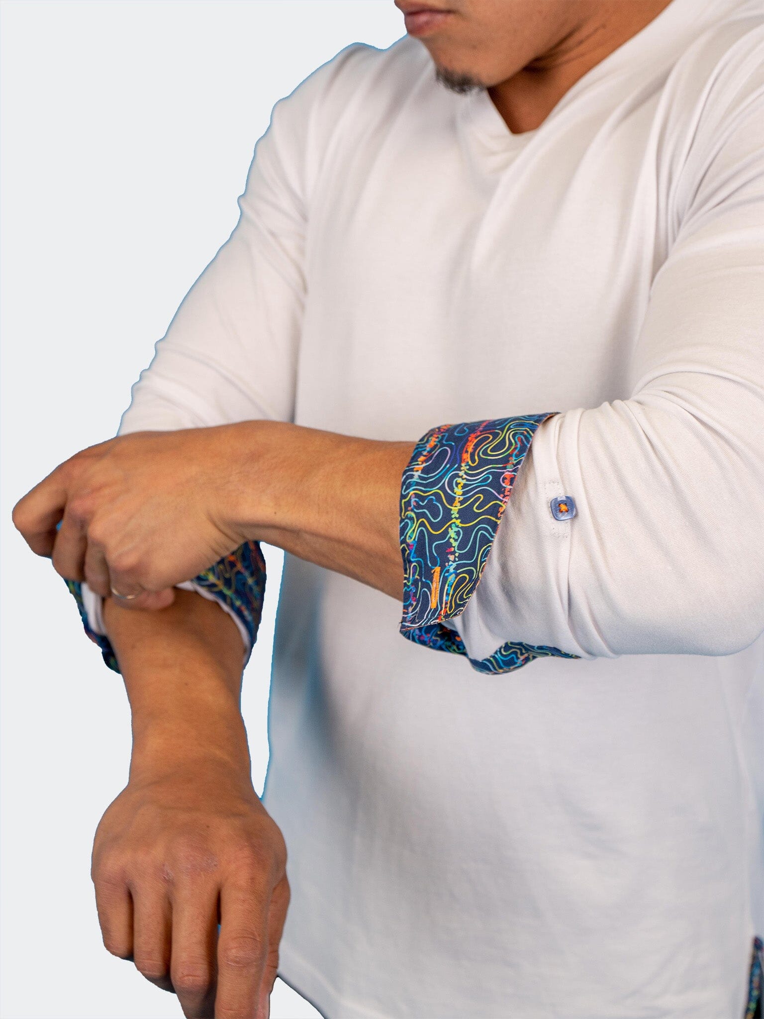 Edison White Multi Square V-Neck