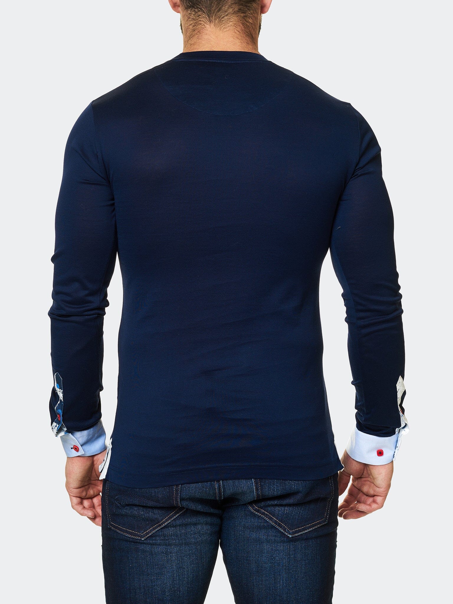 Perm V Neck L Solid Navy
