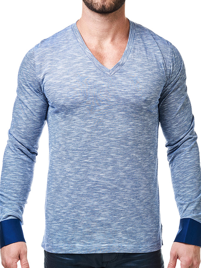 V Neck Wavy Navy